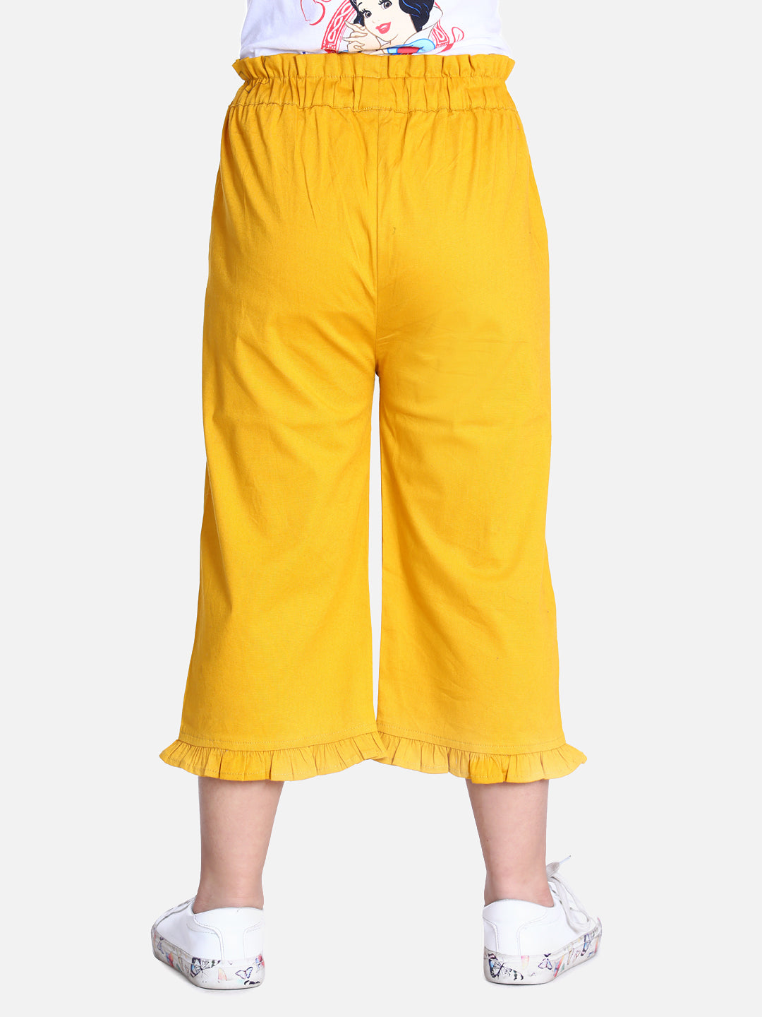 Cutiekins Capri For Girls Casual Solid Lycra Blend (Yellow)