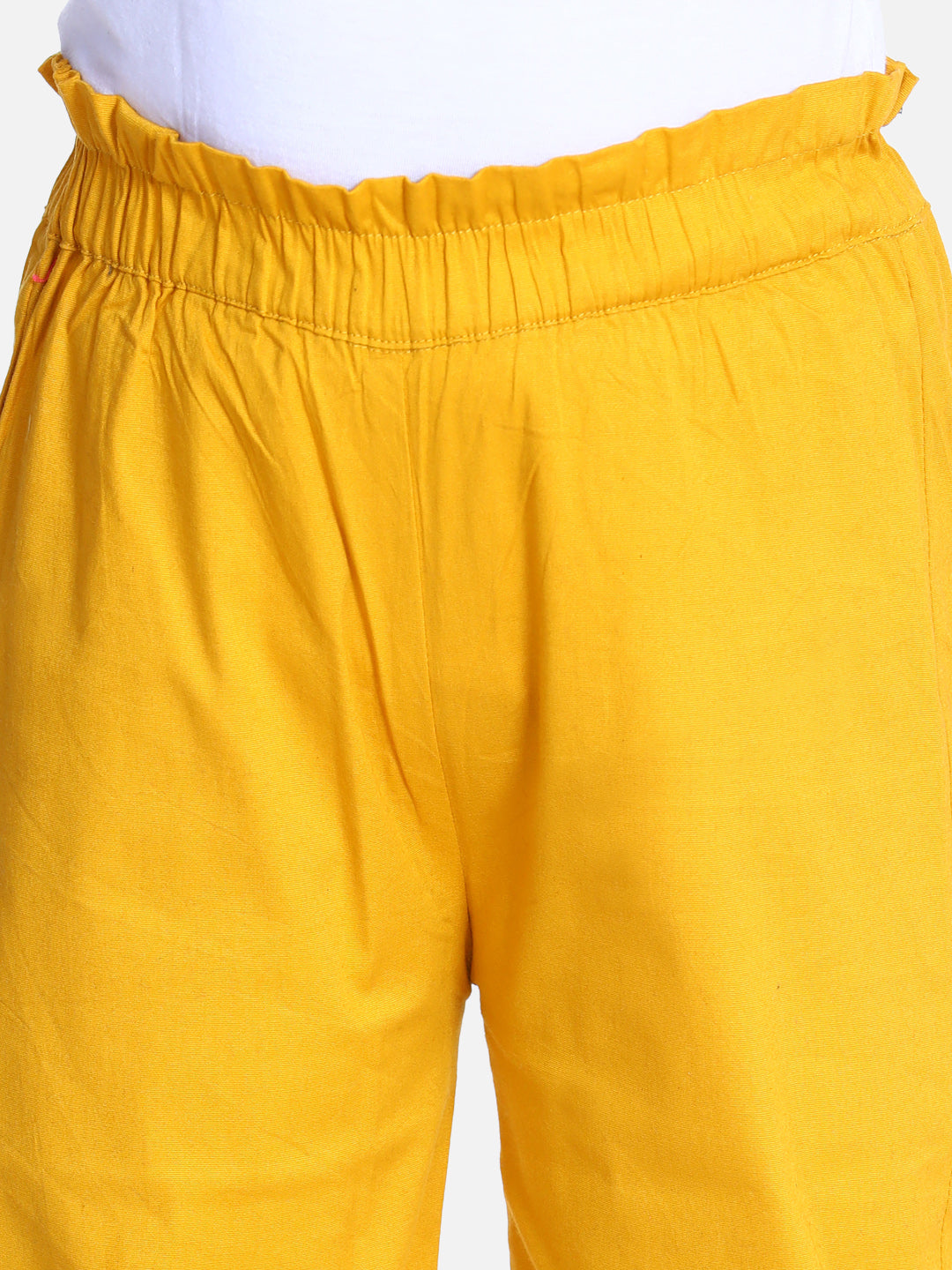 Cutiekins Capri For Girls Casual Solid Lycra Blend (Yellow)