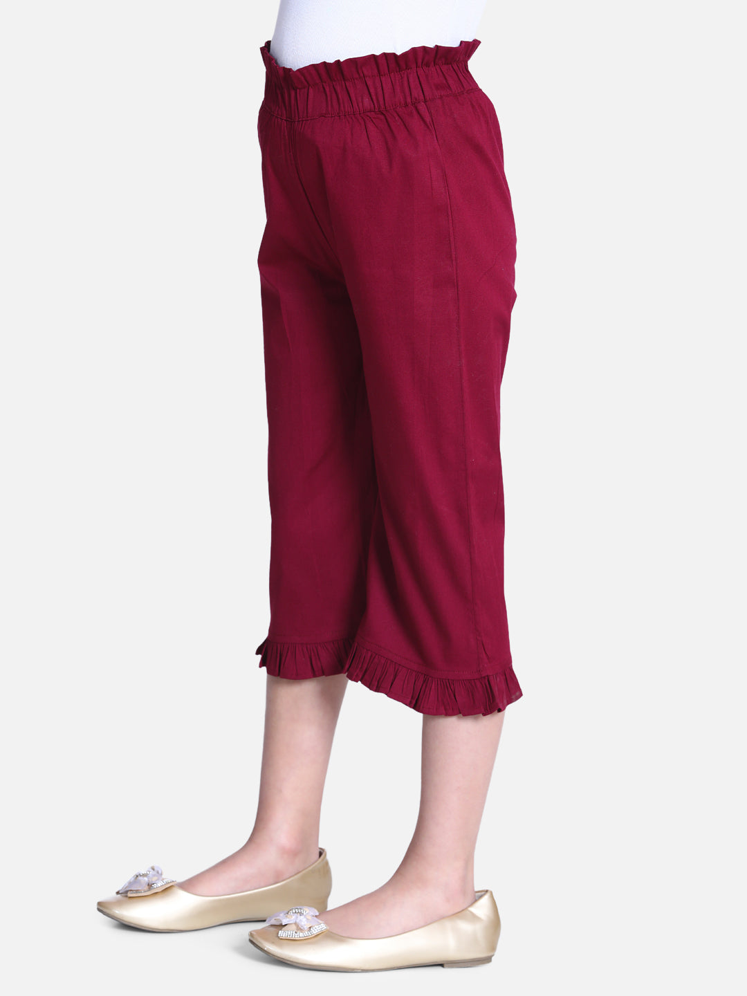 Cutiekins Capri For Girls Casual Solid Lycra Blend (Solid Wine)