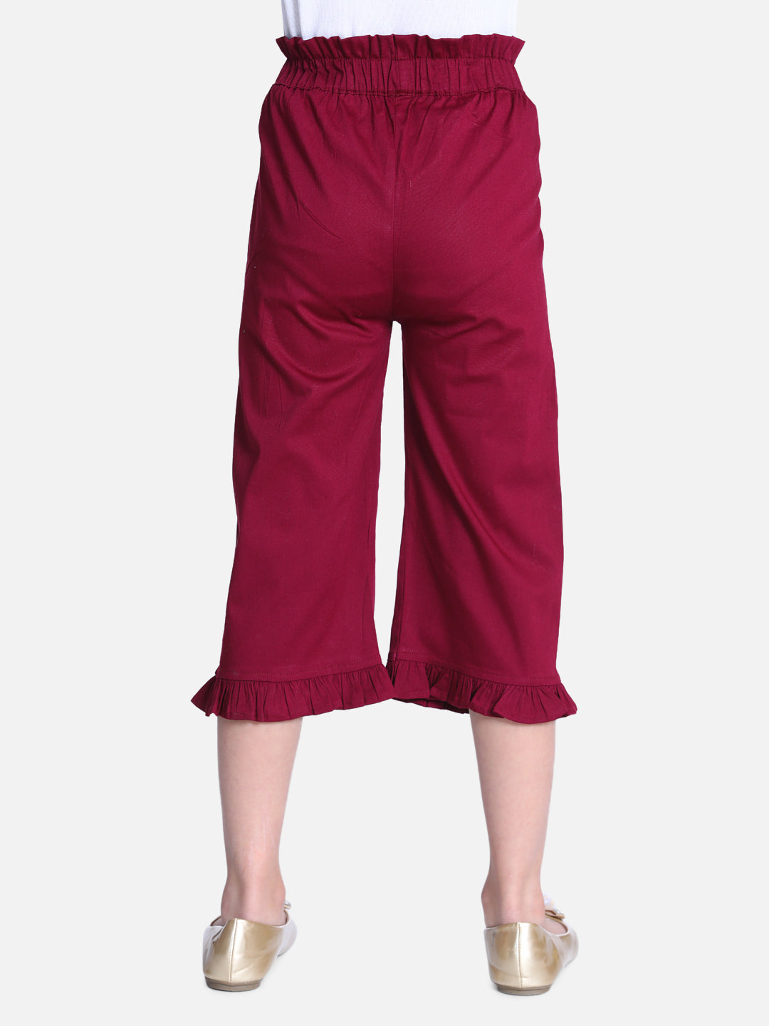 Cutiekins Capri For Girls Casual Solid Lycra Blend (Solid Wine)