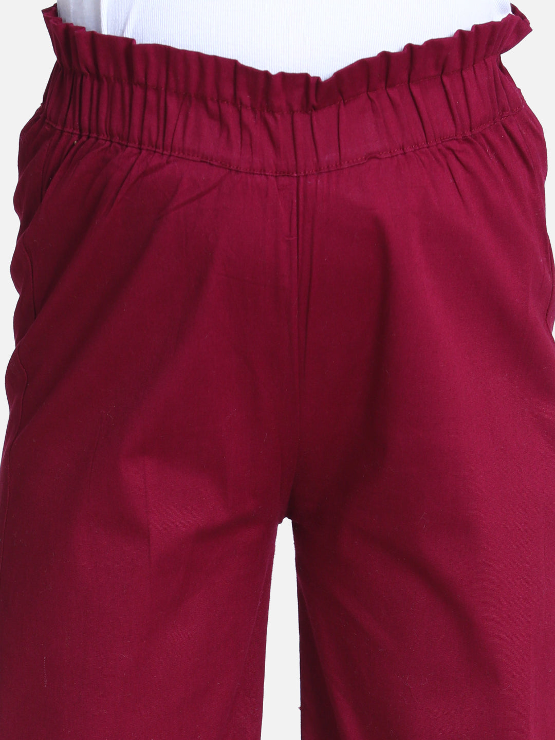 Cutiekins Capri For Girls Casual Solid Lycra Blend (Solid Wine)