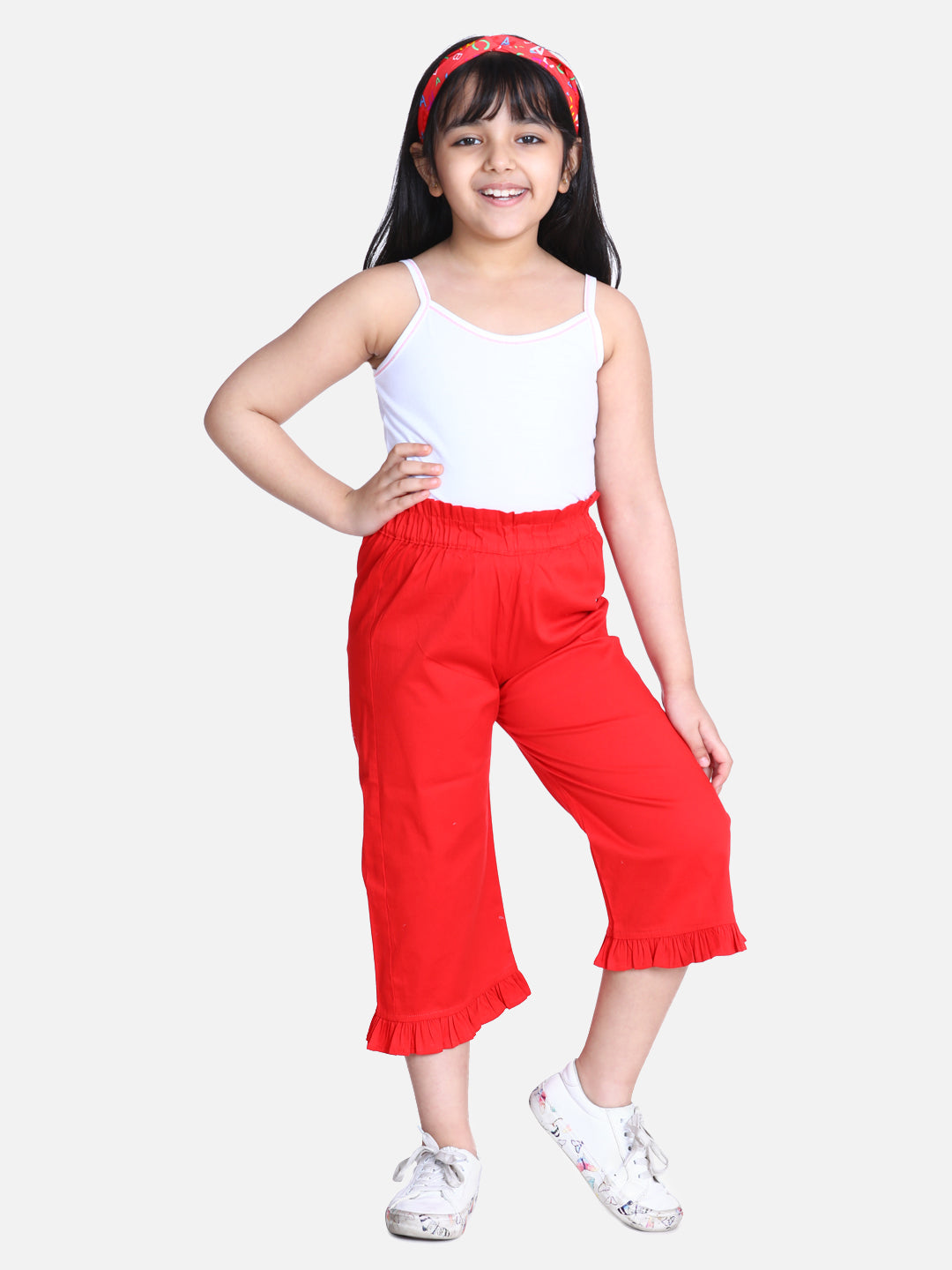 Cutiekins Capri For Girls Casual Solid Lycra Blend (Red)