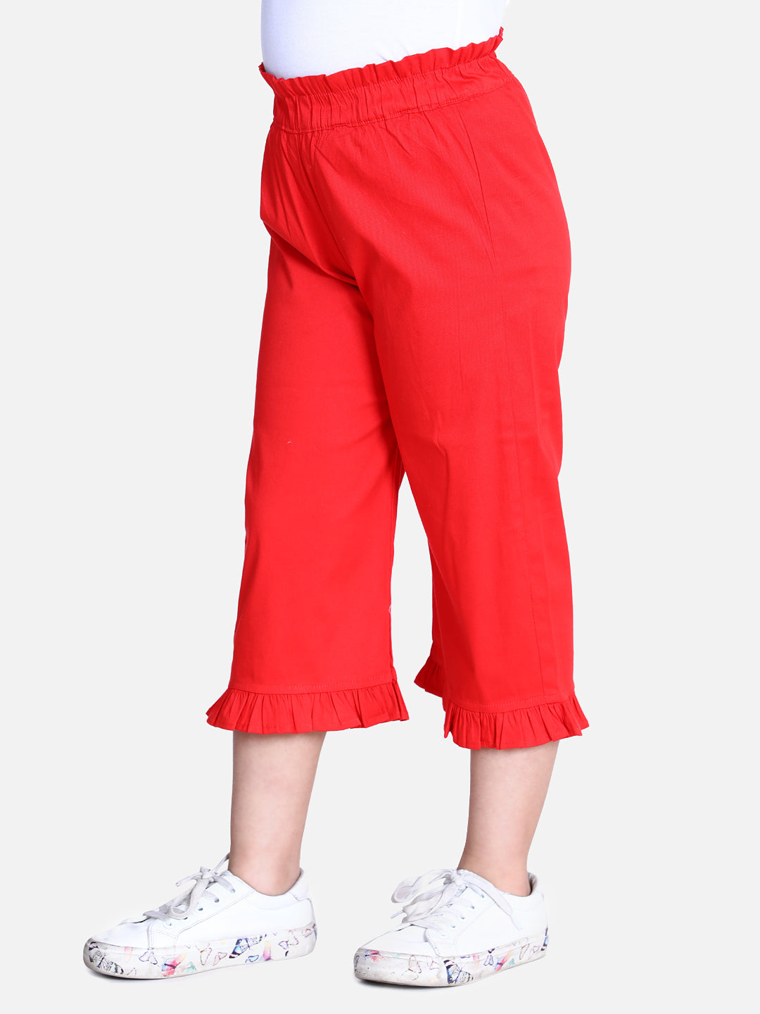 Cutiekins Capri For Girls Casual Solid Lycra Blend (Red)