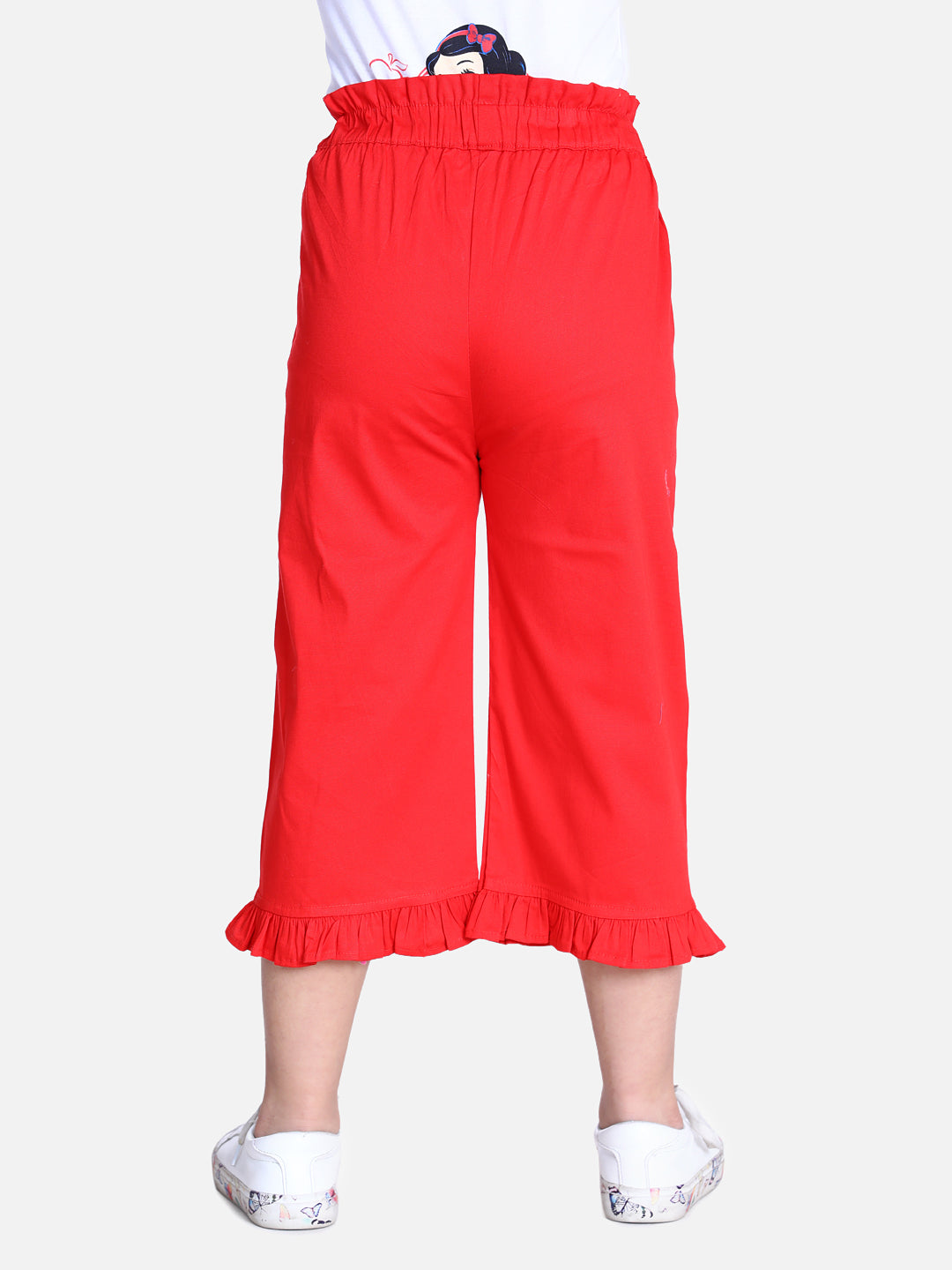 Cutiekins Capri For Girls Casual Solid Lycra Blend (Red)