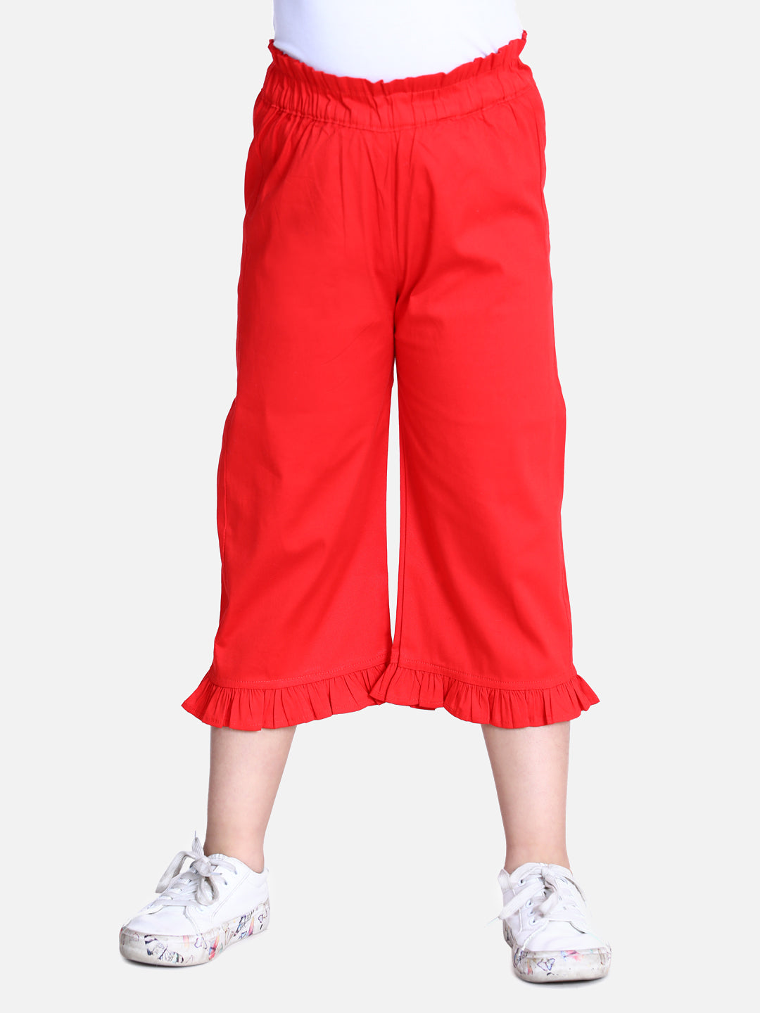 Cutiekins Capri For Girls Casual Solid Lycra Blend (Red)