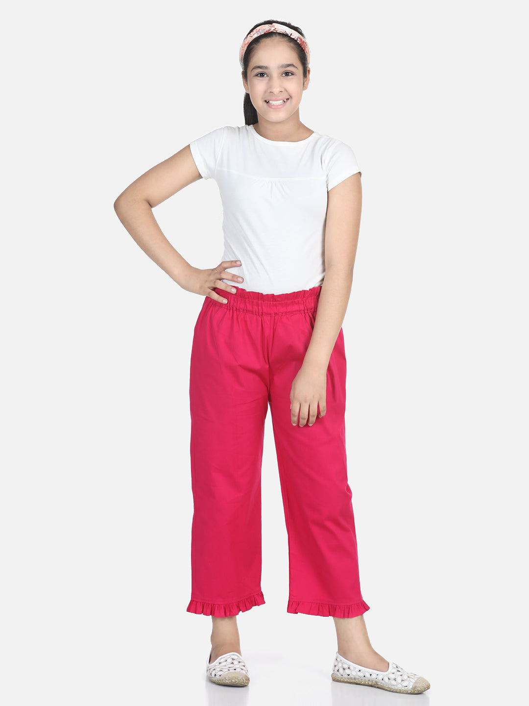 Cutiekins Capri For Girls Casual Solid Lycra Blend (Red)