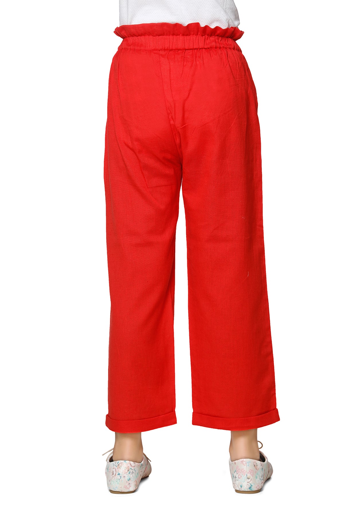 Cutiekins Girls Red Knitted Linen Palazzos