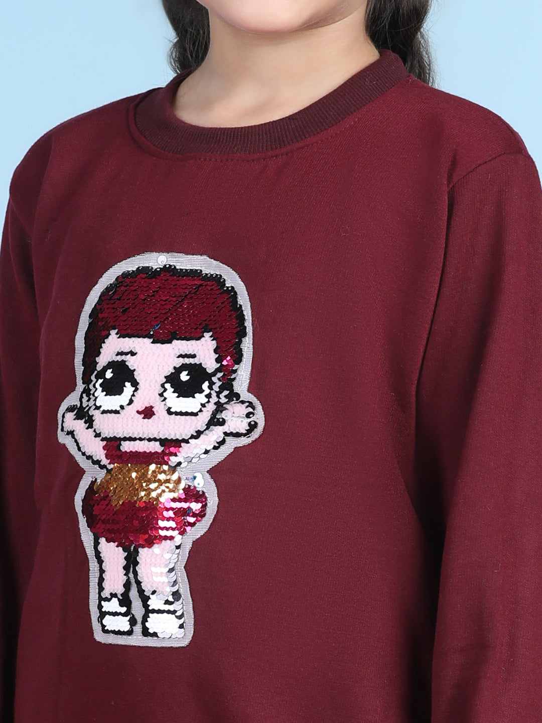 Cutiekins Girls Maroon & Pink Sweatshirt With Trackpant