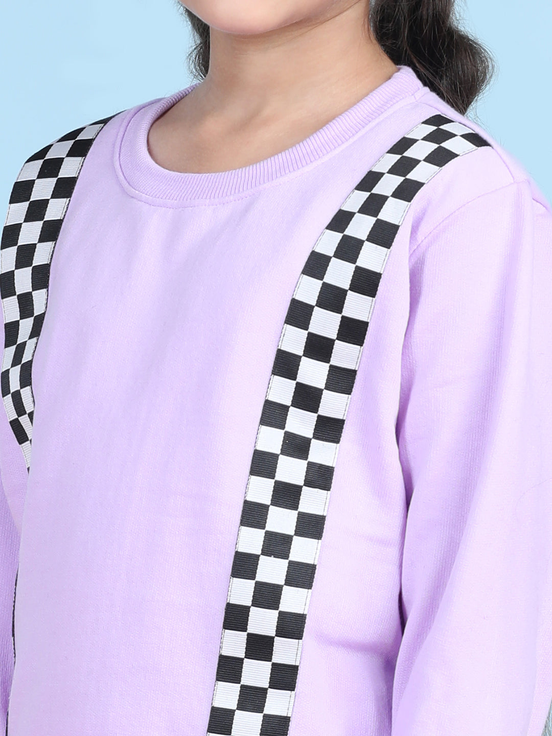 Cutiekins Girls Purple & White Sweatshirt With Trackpant