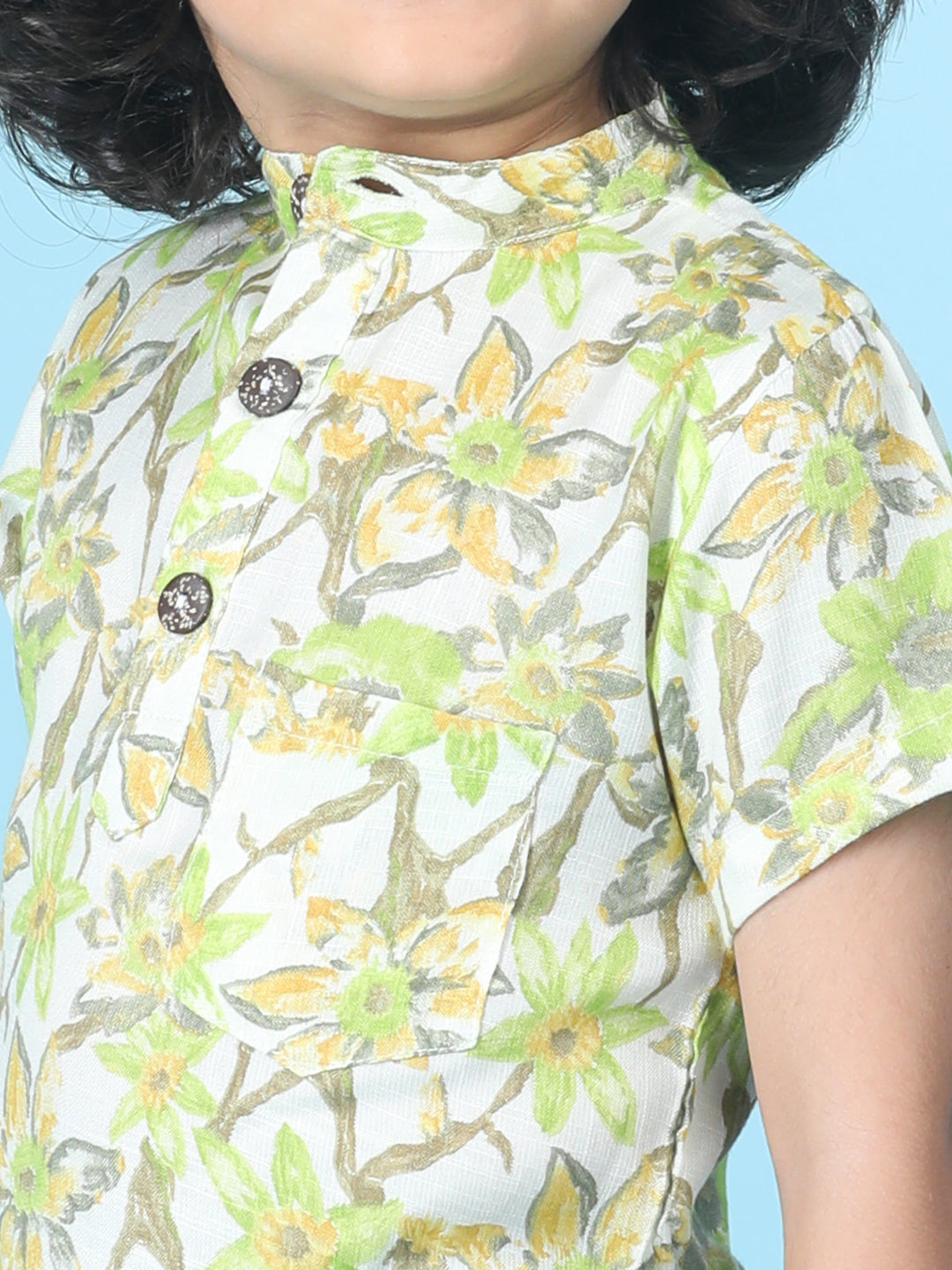 Cutiekins Boys Tropical Print T-Shirt -Off White & Green