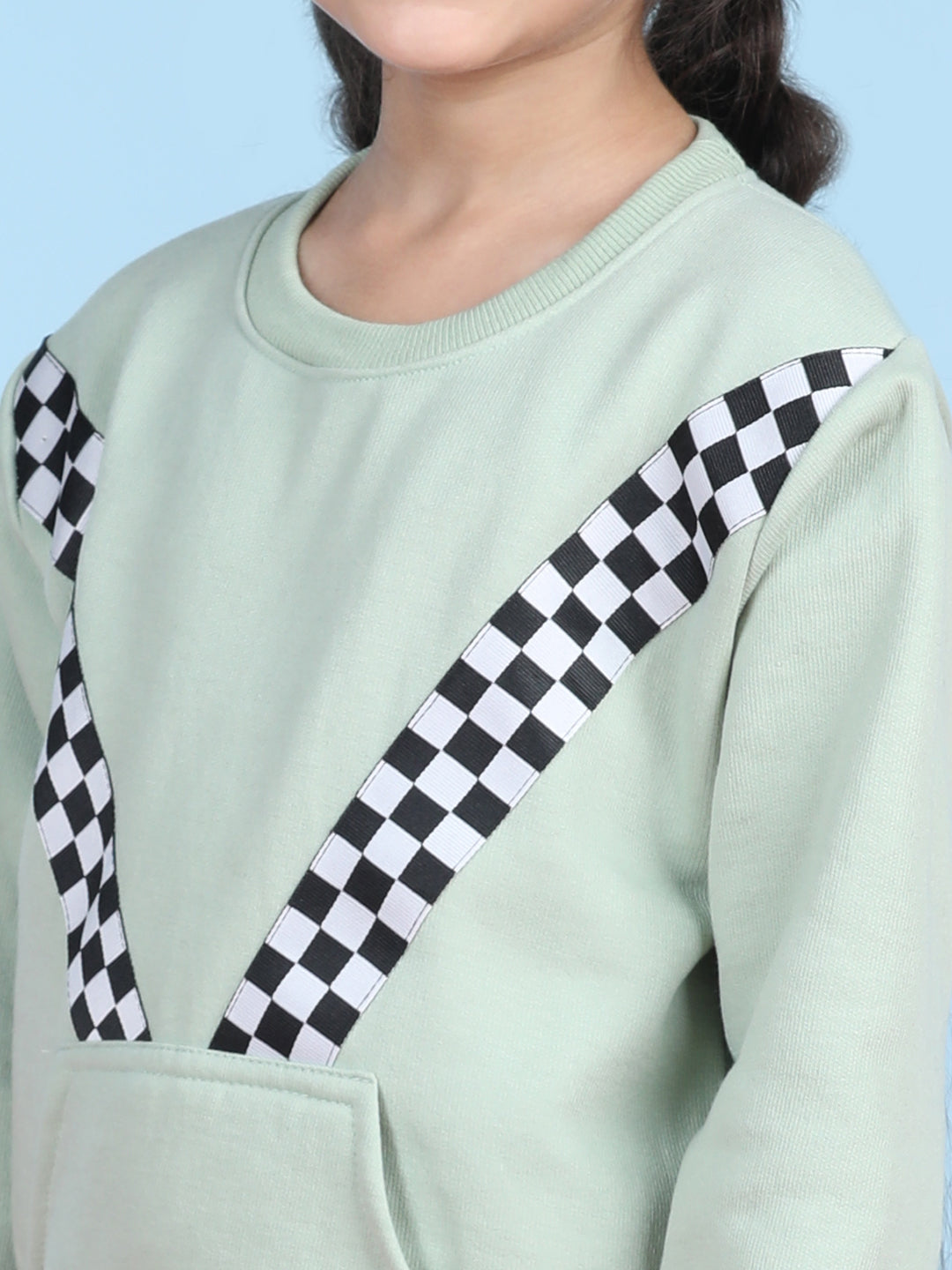 Cutiekins Girls Light Green & White Sweatshirt With Trackpant