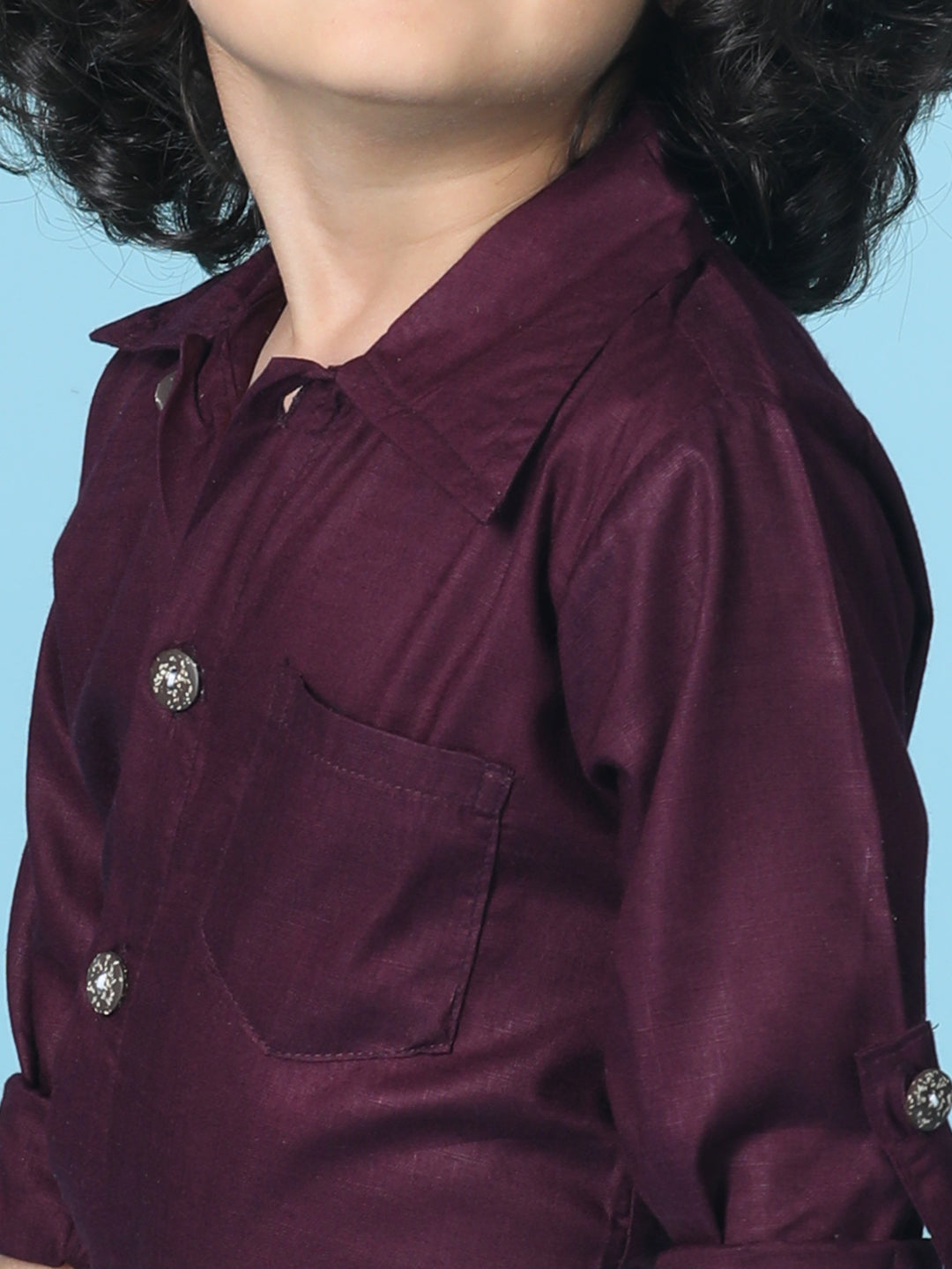 Cutiekins Boys Solid Rayon Shirt -Wine