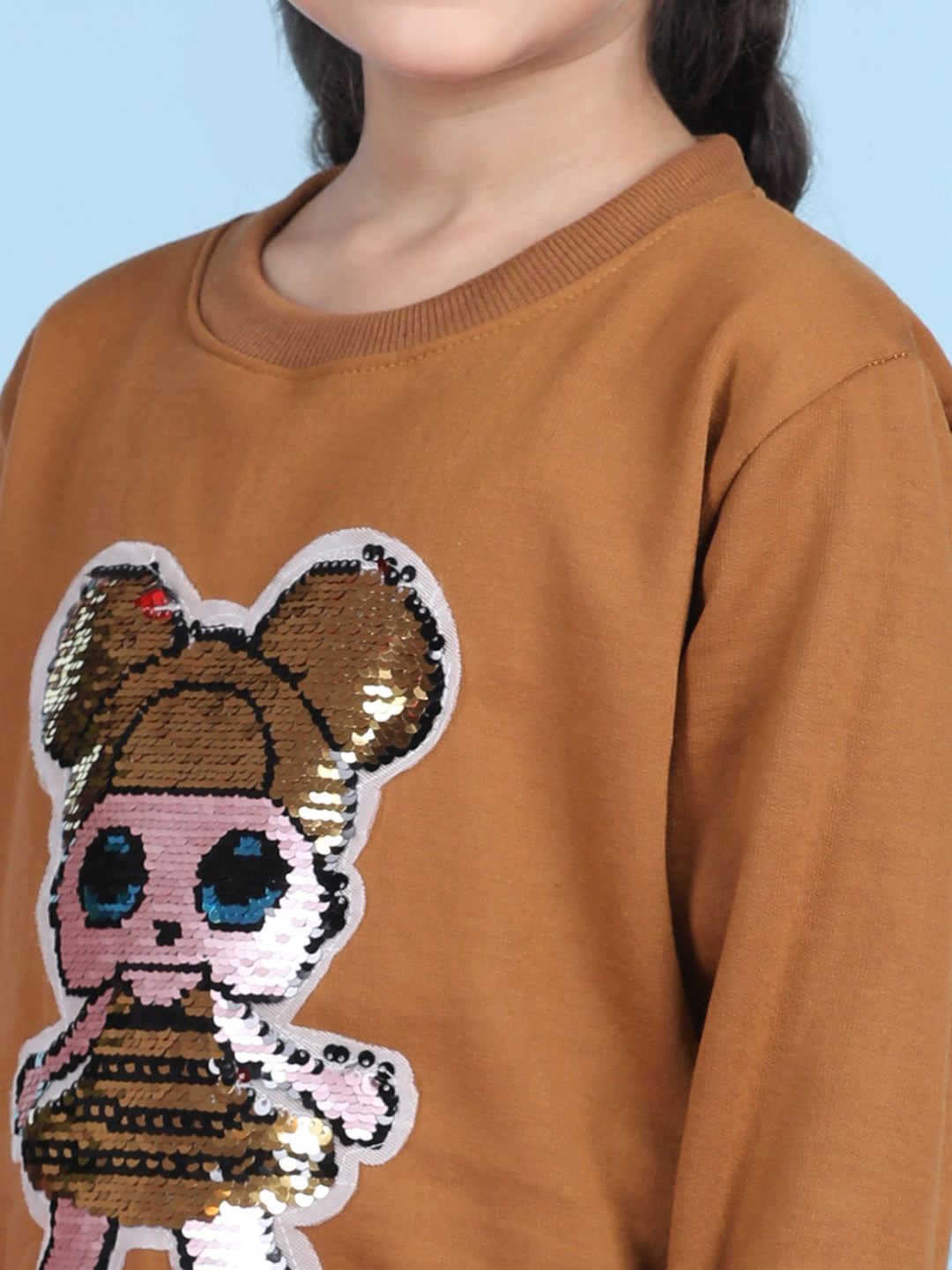 Cutiekins Girls Brown & Off White Sweatshirt With Trackpant