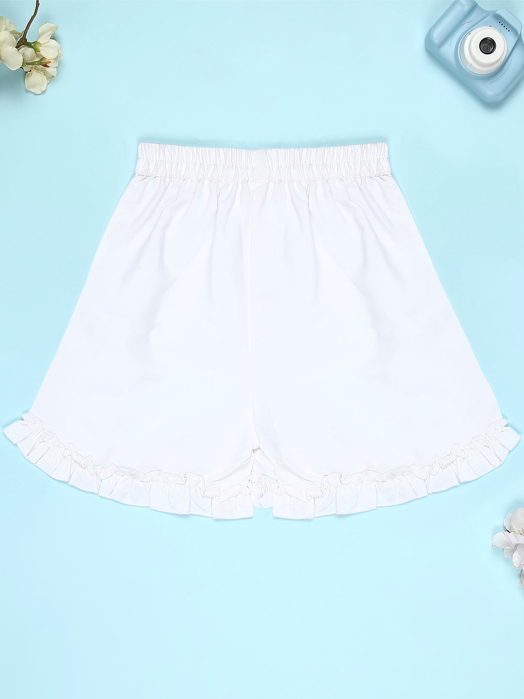 Cutiekins Girls Solid Embellished Small Bow Short -White