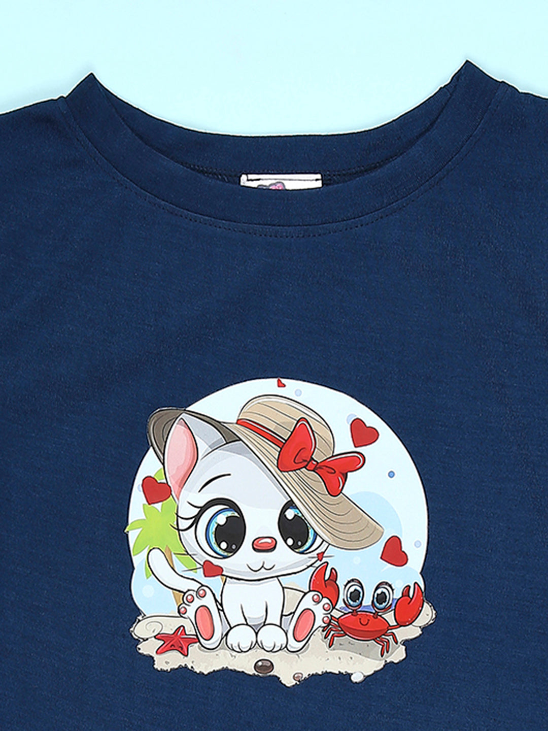 Cutiekins Girls Graphic Print T-Shirt -Navy Blue