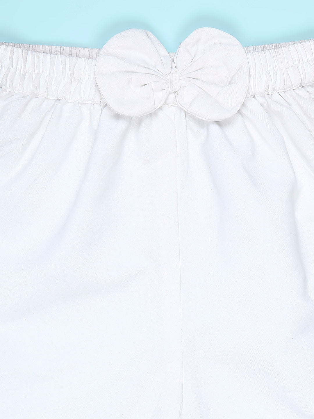 Cutiekins Girls Graphic Print T-Shirt With Solid Embellished Bow Short -Navy Blue & White