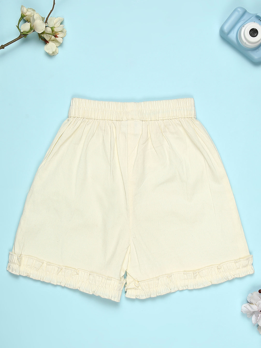 Cutiekins Girls Solid Embellished Big Bow Short -Off White
