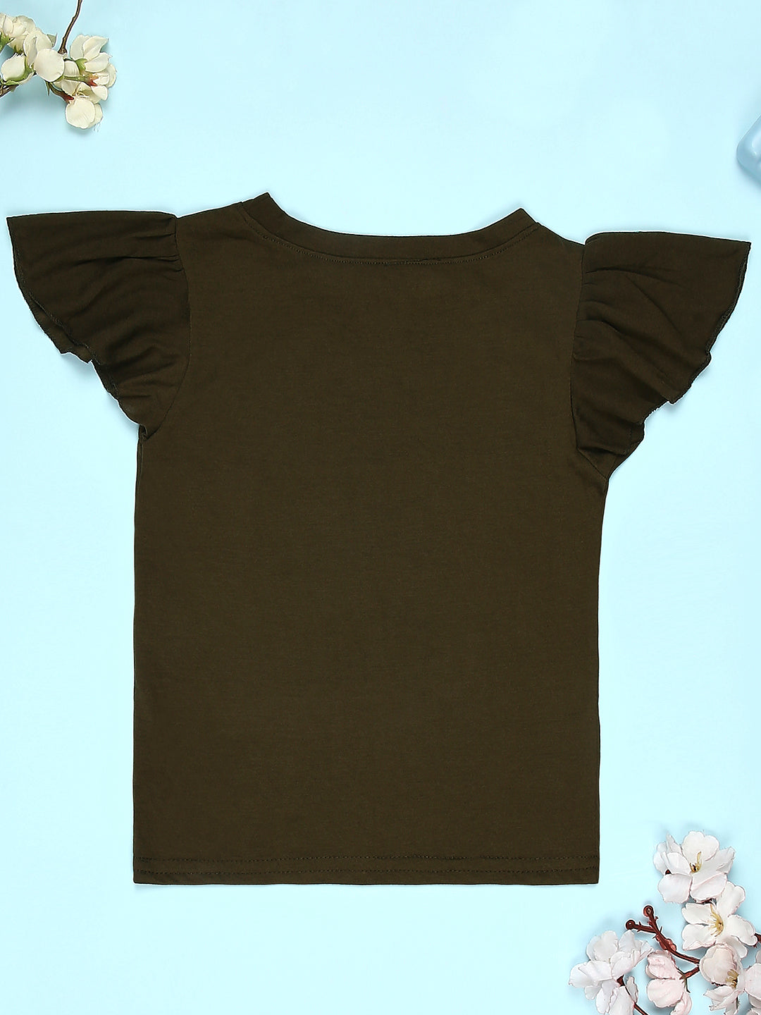 Cutiekins Girls Graphic Print T-Shirt -Mehandi Green