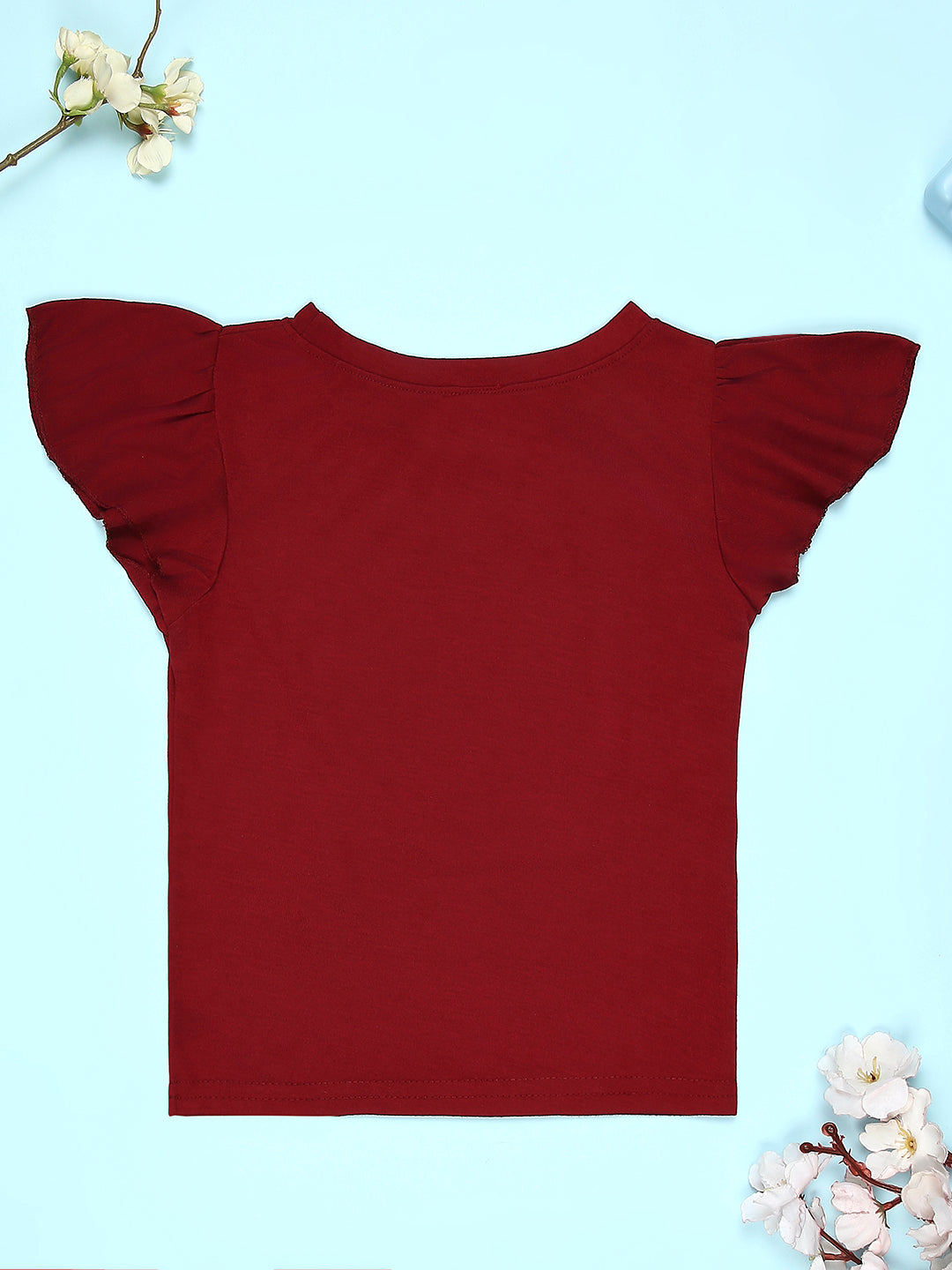 Cutiekins Girls Graphic Print T-Shirt -Maroon