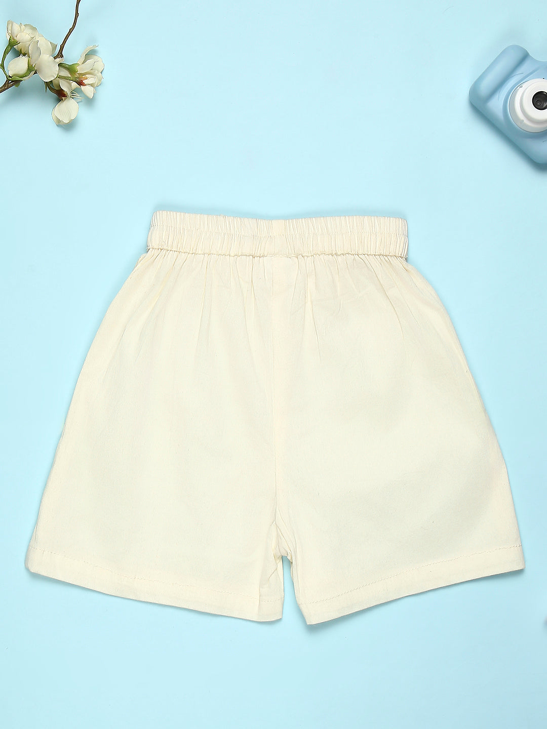 Cutiekins Girls Solid Embellished Small Bow Short -Off White