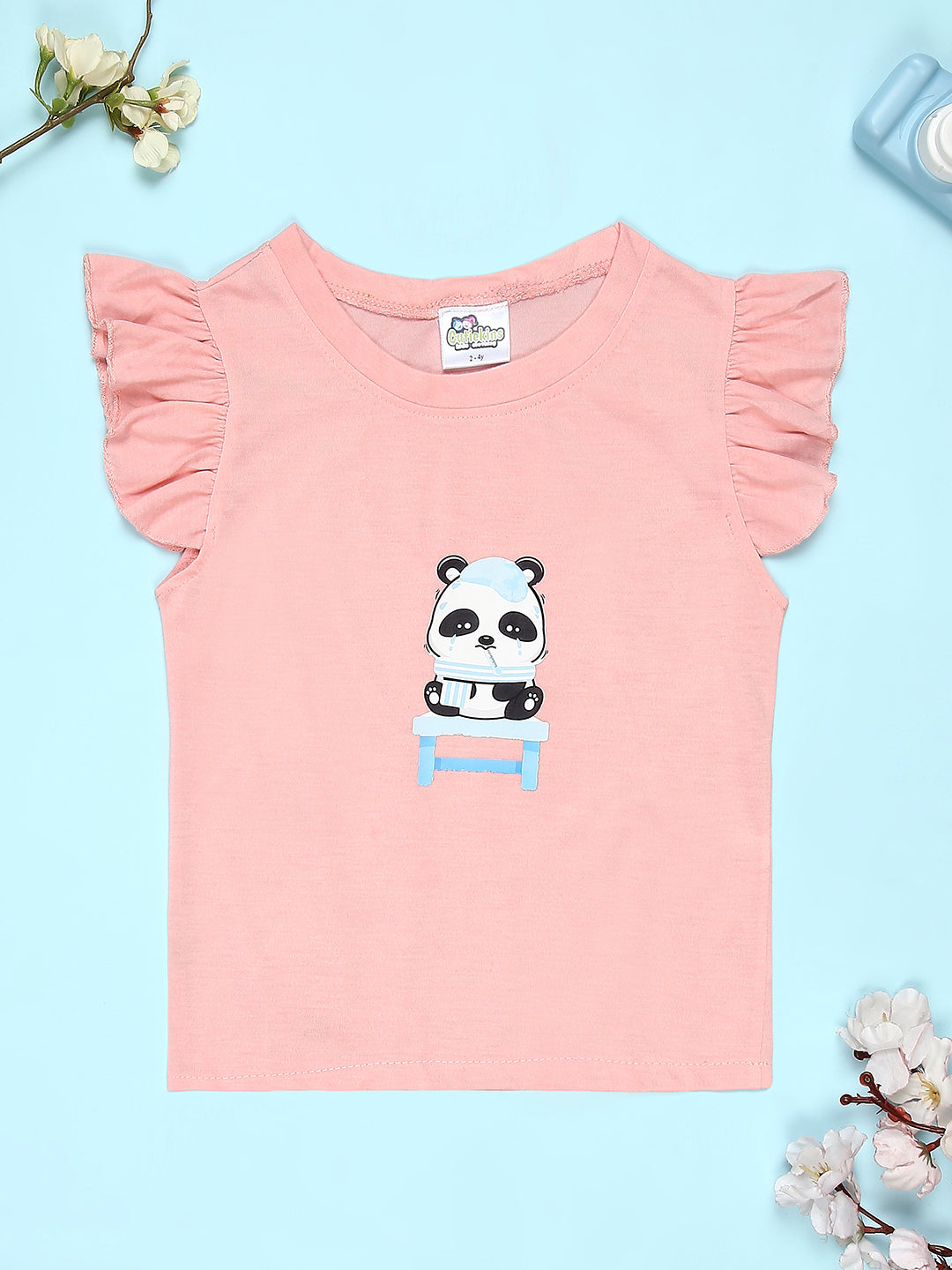 Cutiekins Girls Graphic Print T-Shirt -Peach
