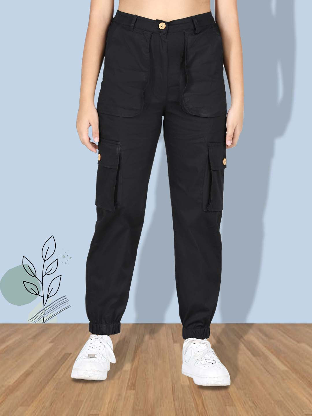 Cutiekins Solid Cargo Pant -Black