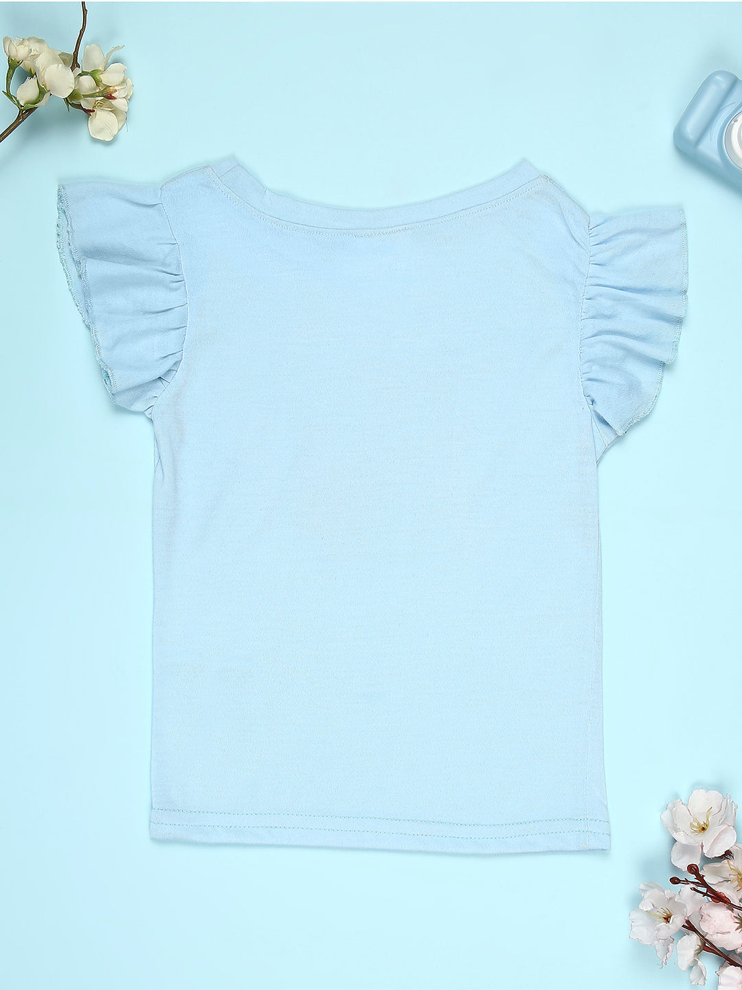 Cutiekins Girls Graphic Print T-Shirt -Sky Blue
