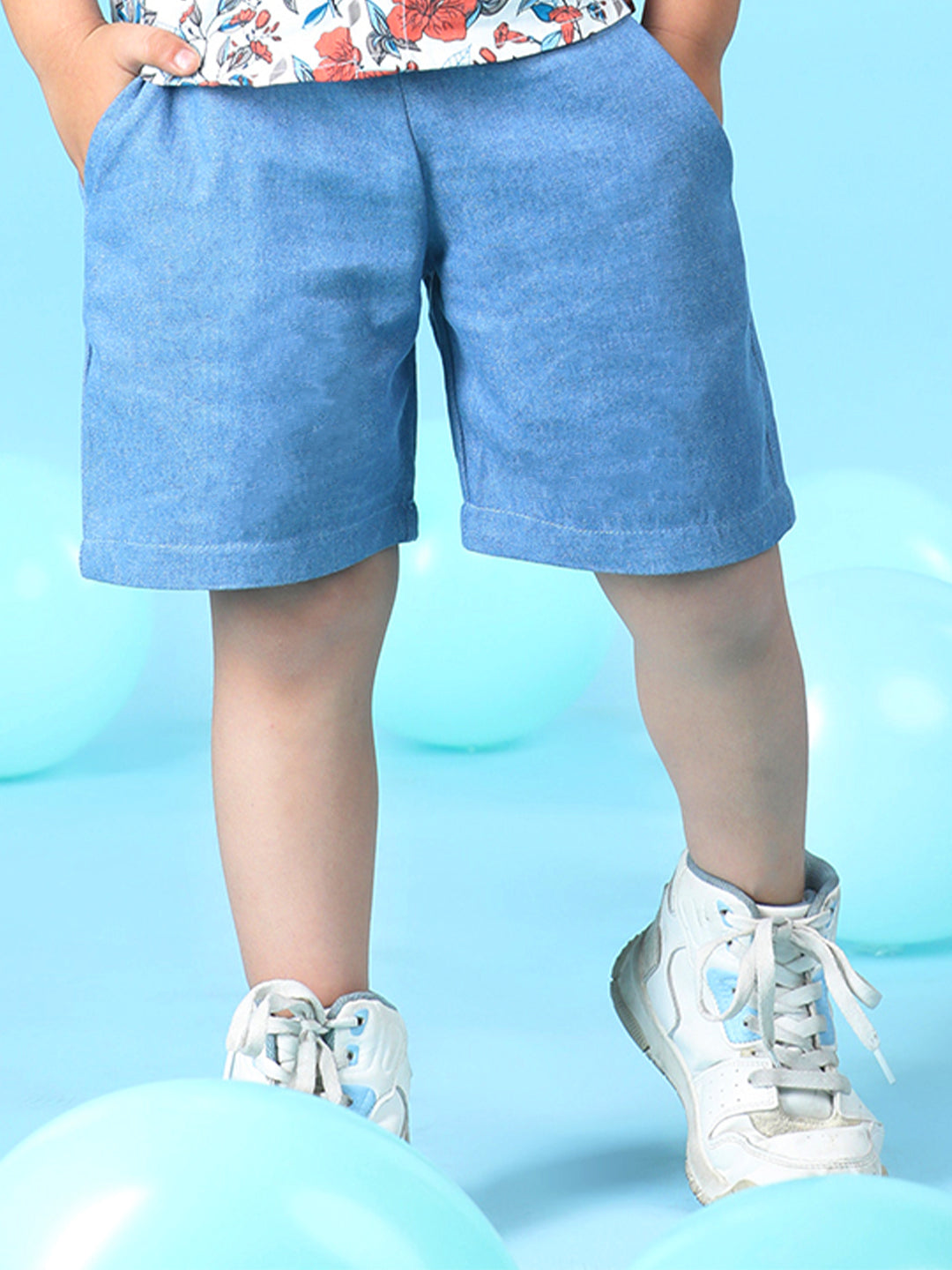 Cutiekins Boys Solid Denim Short -Steel Blue