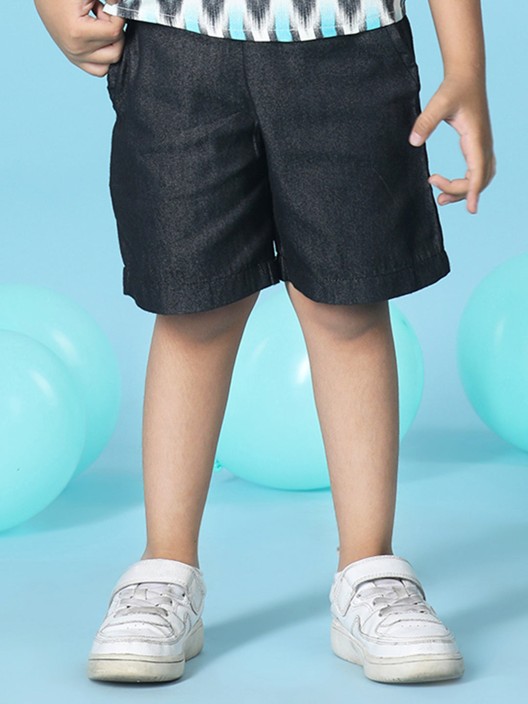 Cutiekins Boys Solid Denim Short -Black