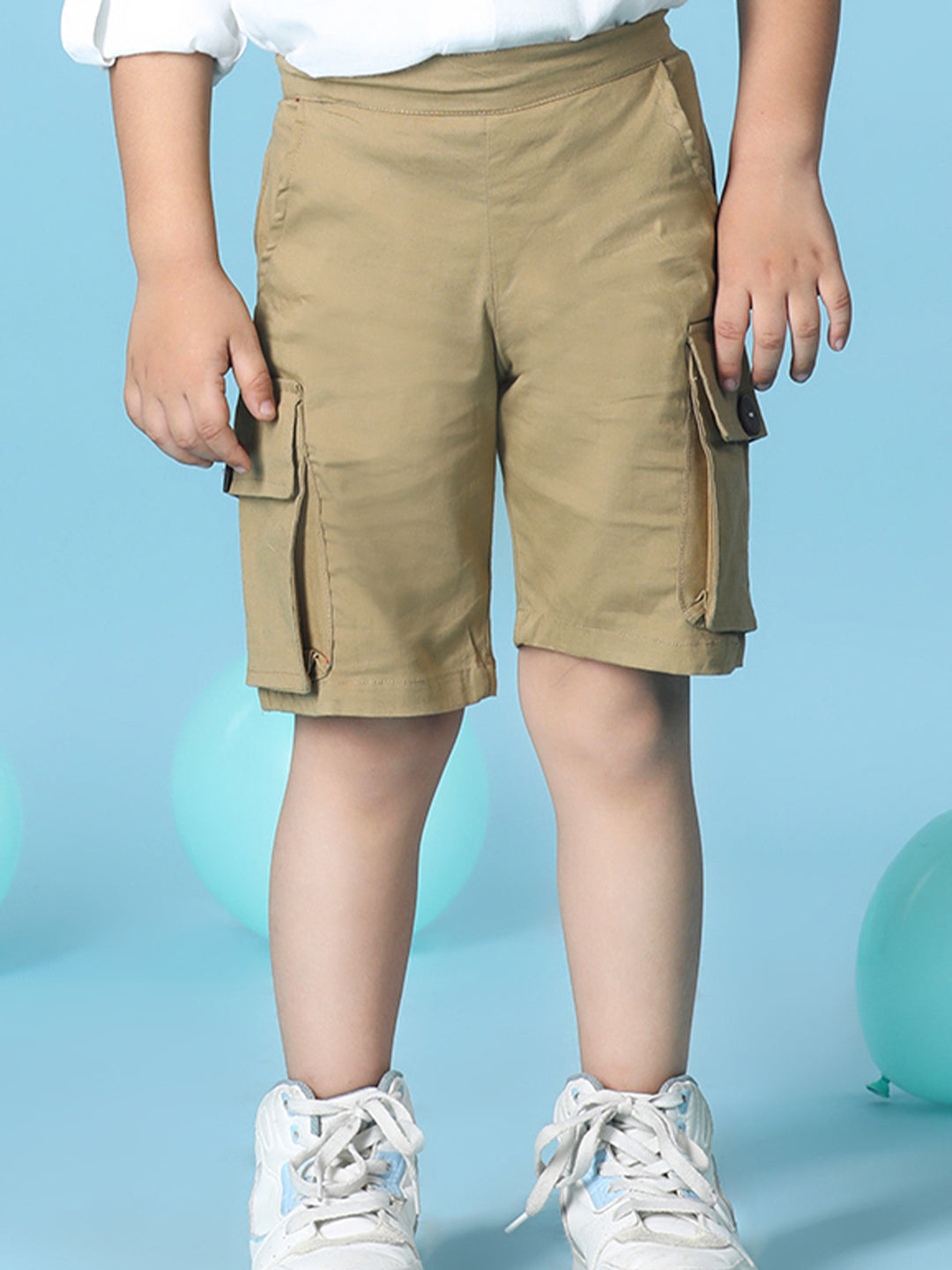 Cutiekins Boys Solid Lycra Cargo Short -Camel Brown