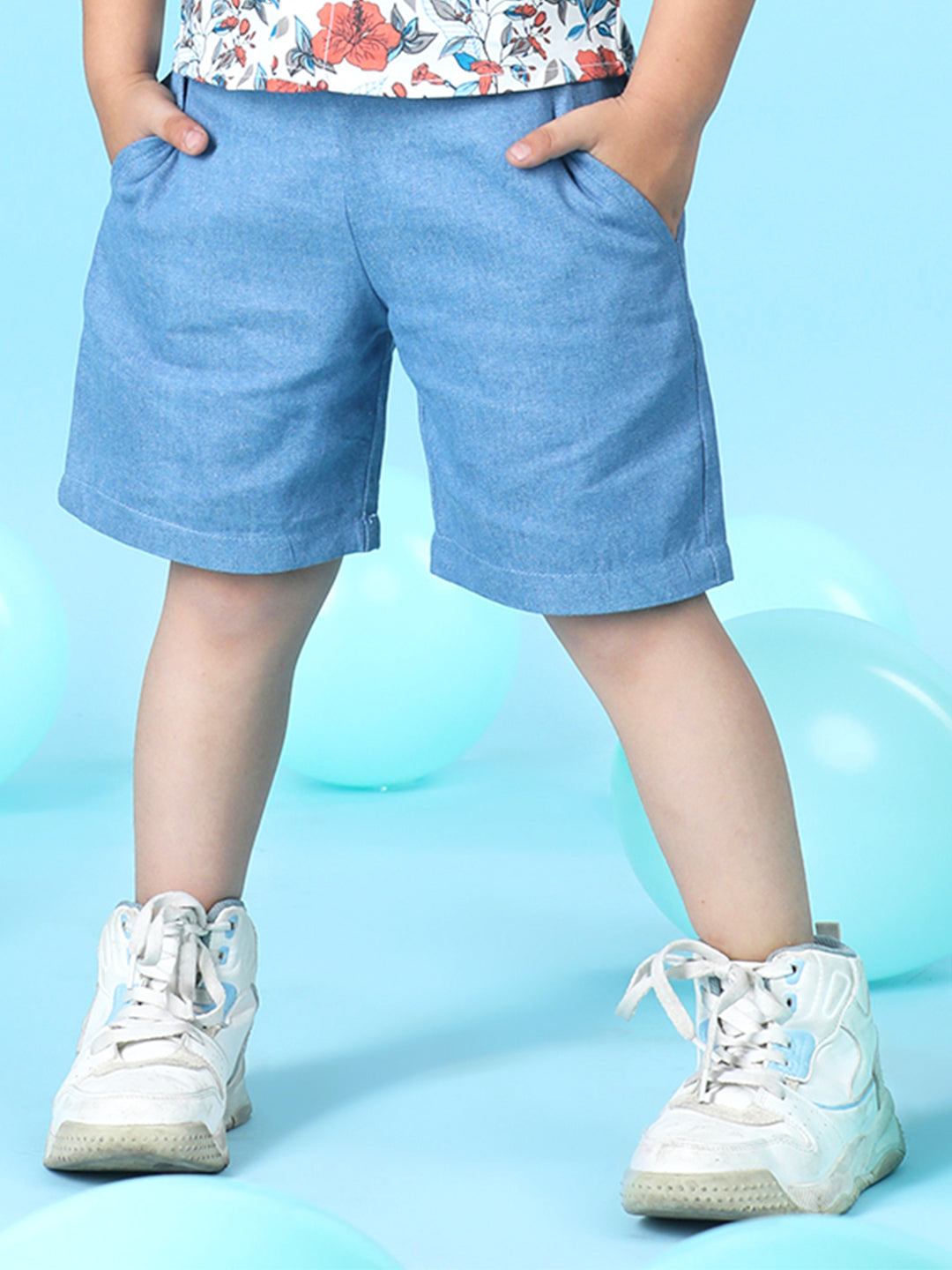 Cutiekins Boys Solid Denim Short -Steel Blue