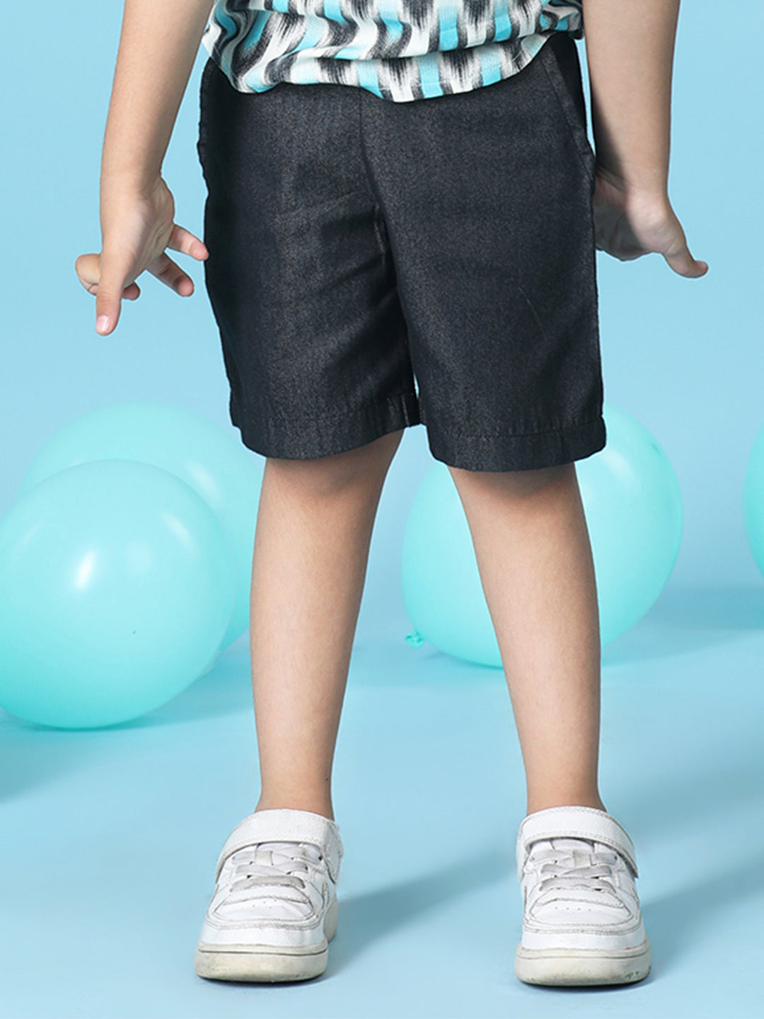 Cutiekins Boys Solid Denim Short -Black