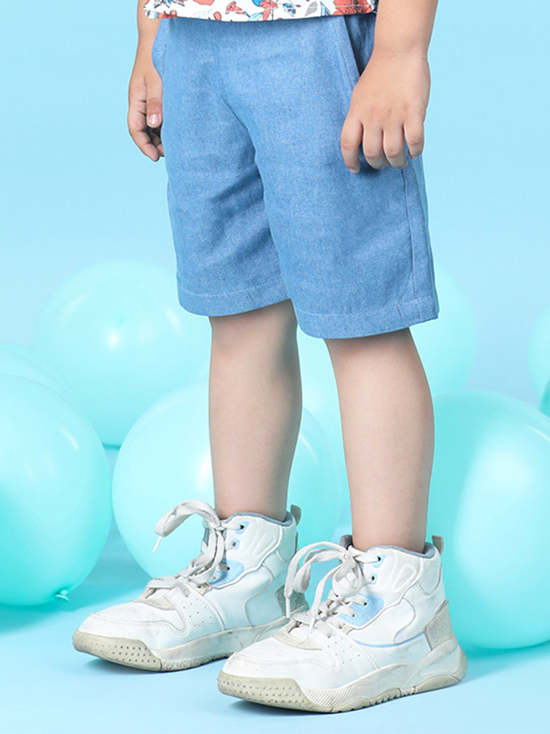 Cutiekins Boys Solid Denim Short -Steel Blue