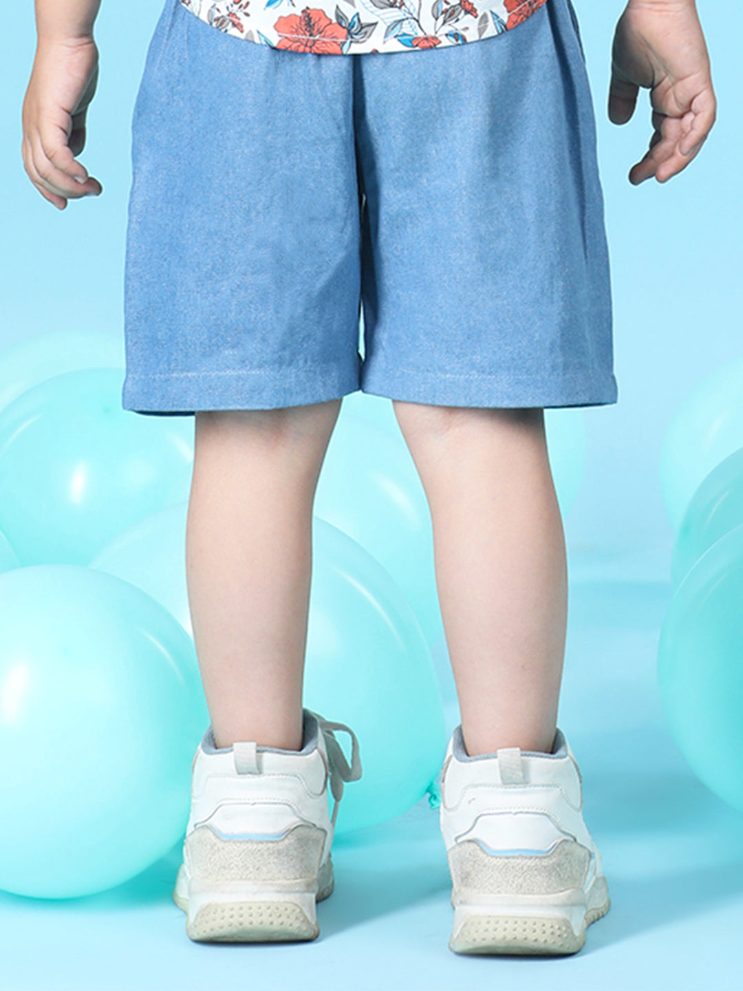 Cutiekins Boys Solid Denim Short -Steel Blue
