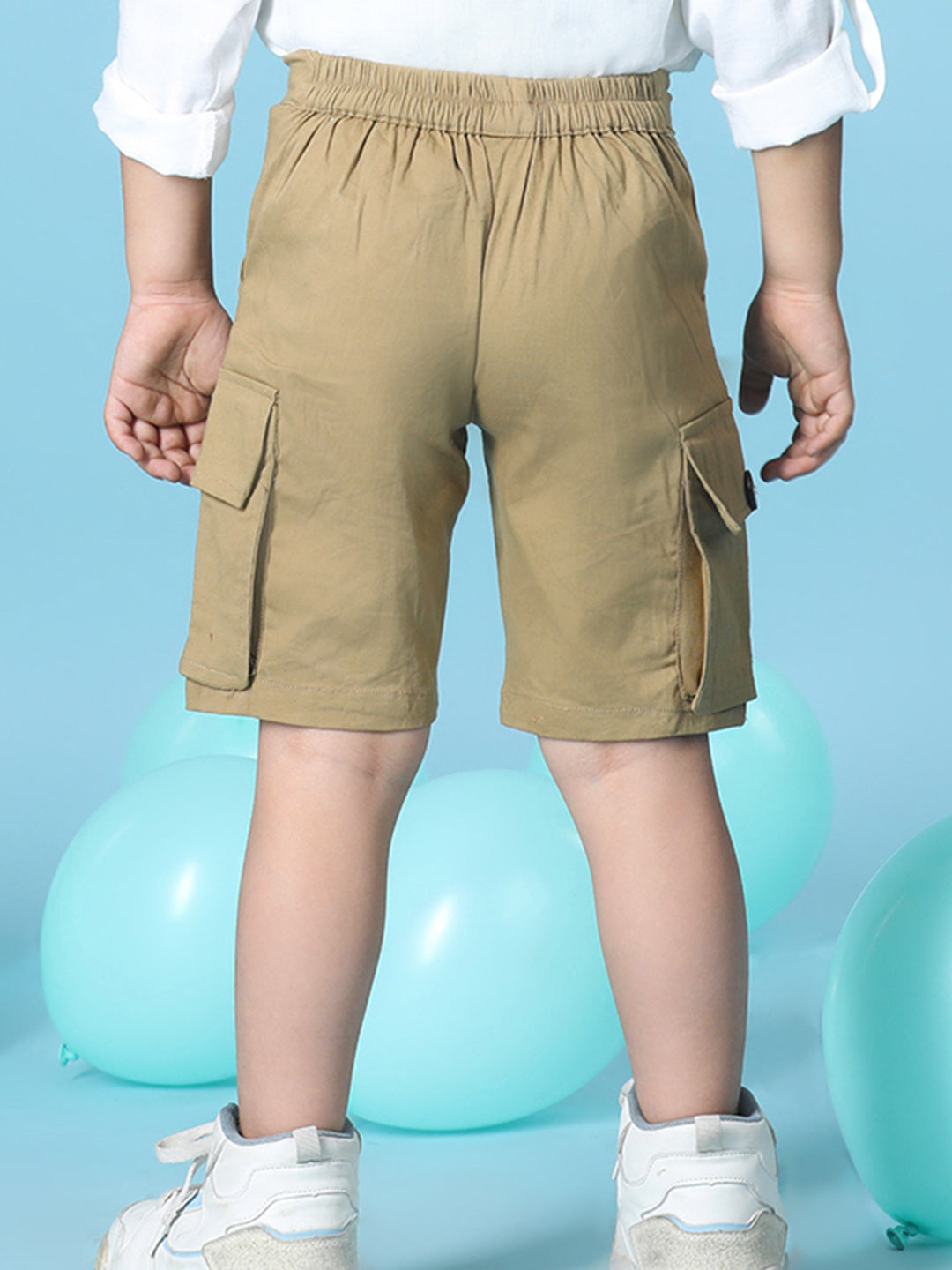 Cutiekins Boys Solid Lycra Cargo Short -Camel Brown