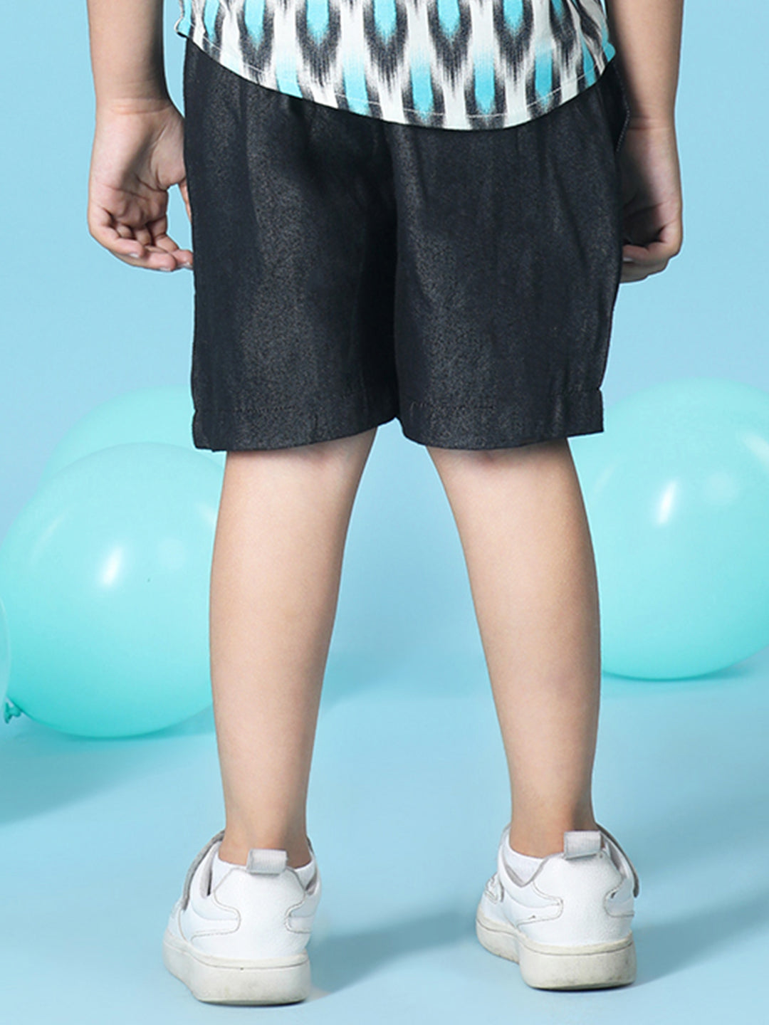 Cutiekins Boys Solid Denim Short -Black