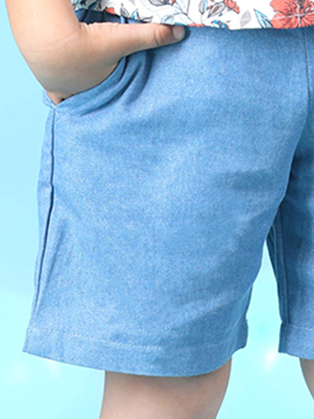 Cutiekins Boys Solid Denim Short -Steel Blue