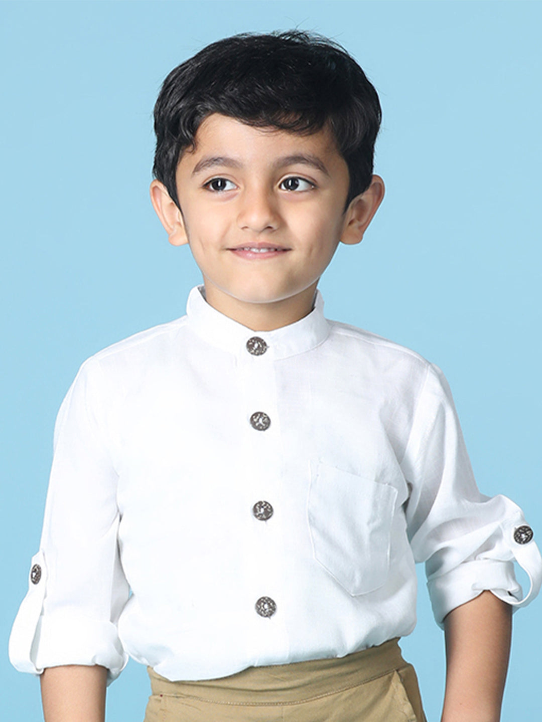 Cutiekins Boys Solid Rayon Shirt -Off White