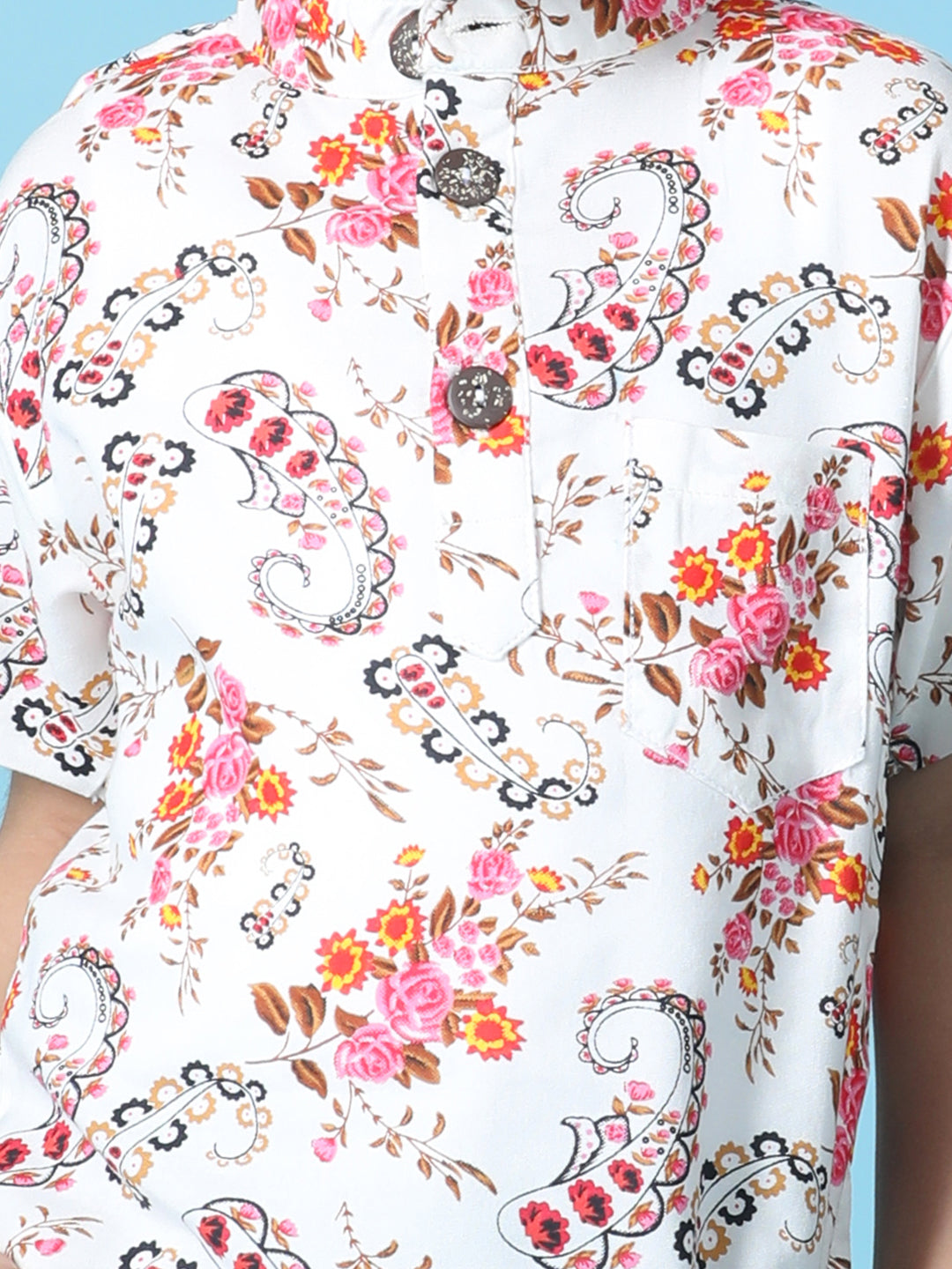 Cutiekins Boys Floral Print T-Shirt -White & Pink