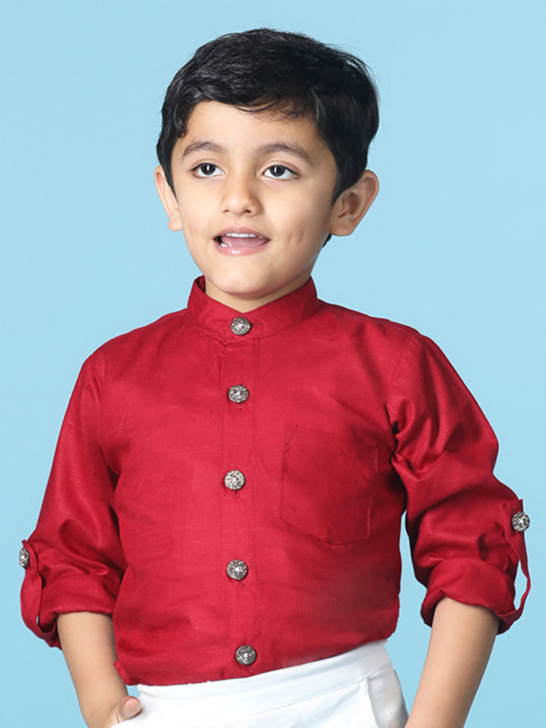 Cutiekins Boys Solid Rayon Shirt -Maroon