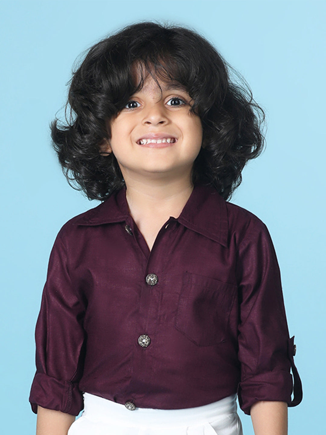 Cutiekins Boys Solid Rayon Shirt -Wine