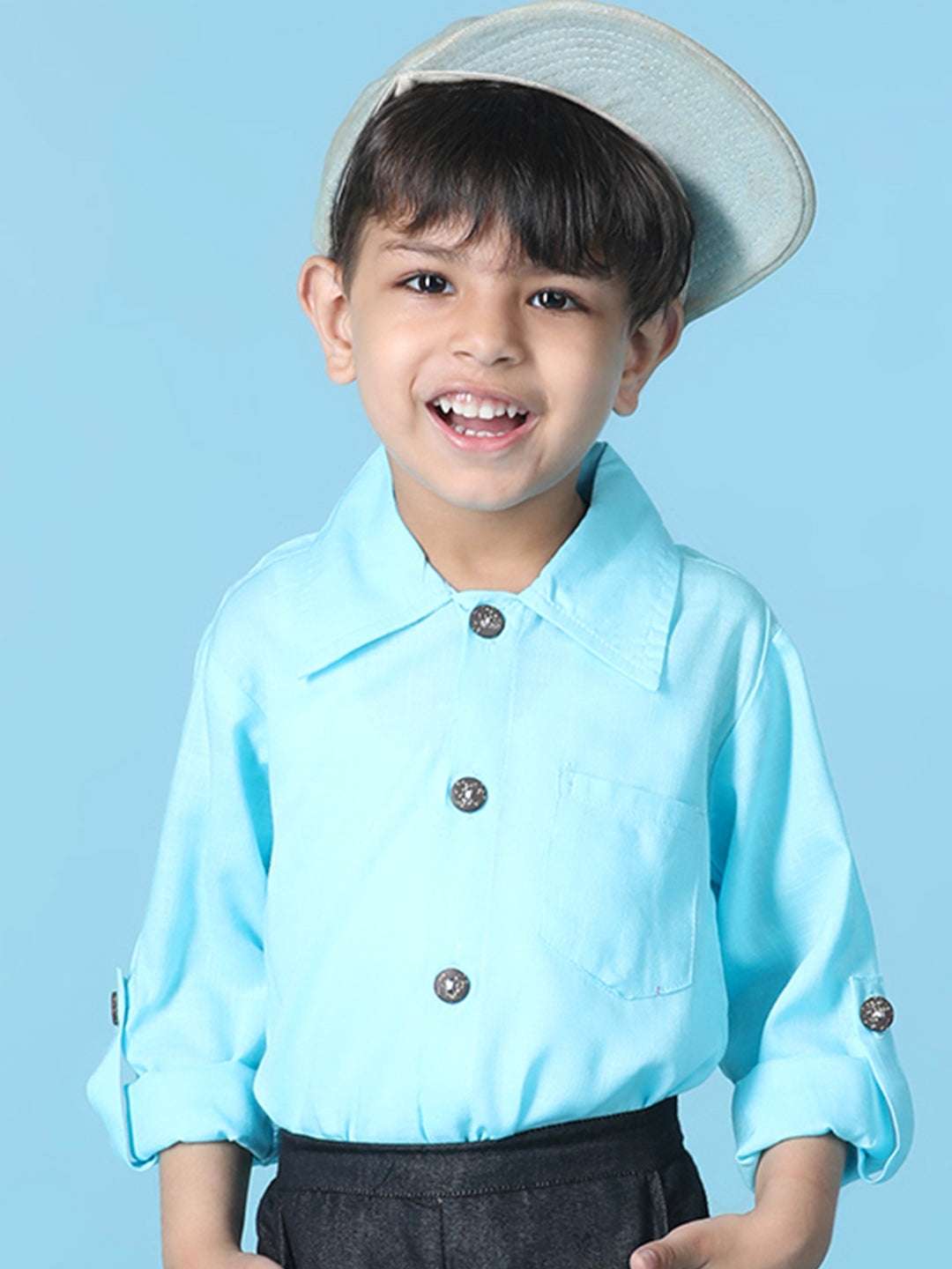 Cutiekins Boys Solid Rayon Shirt -Sky Blue