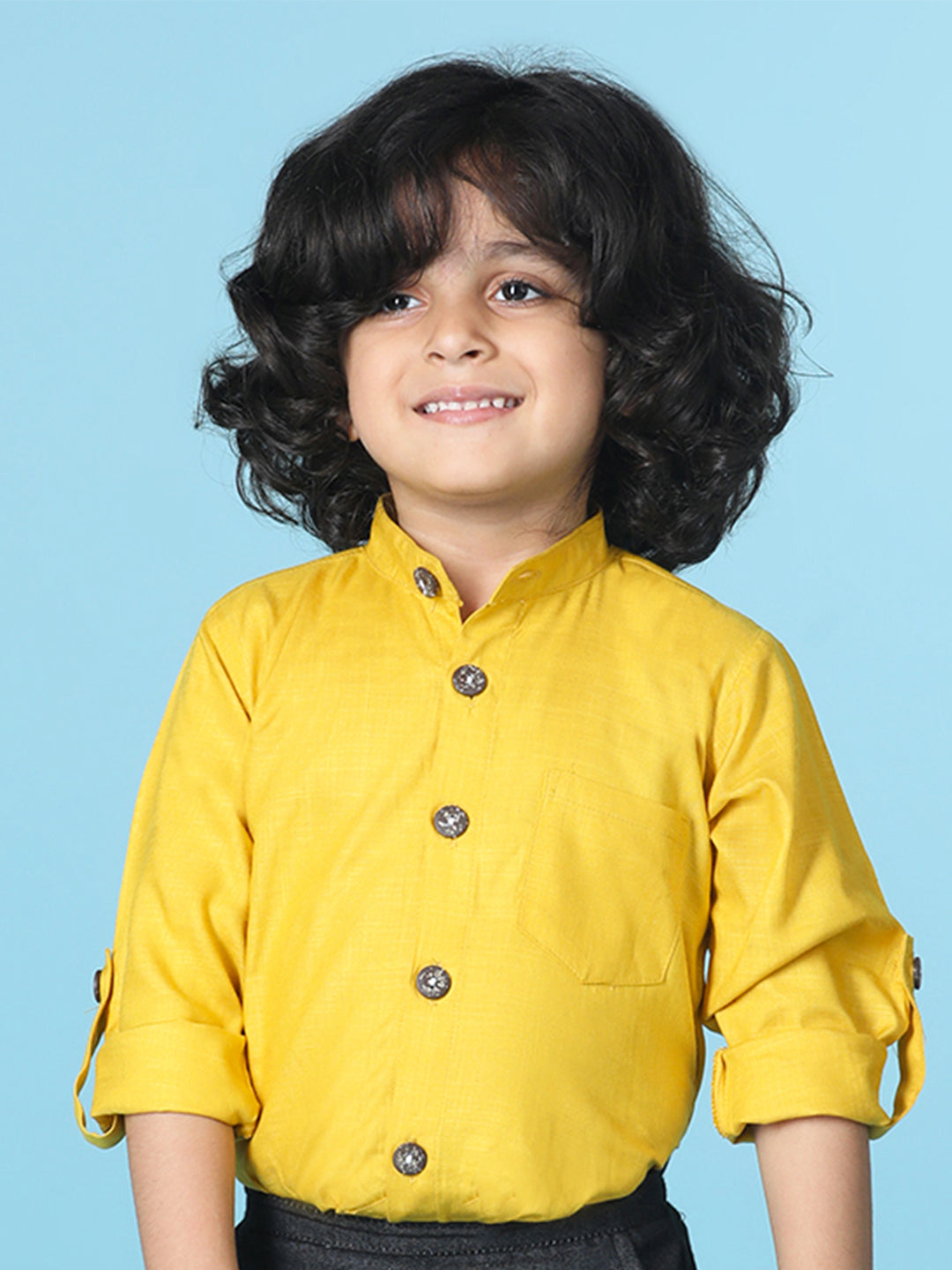 Cutiekins Boys Solid Rayon Shirt -Mustard