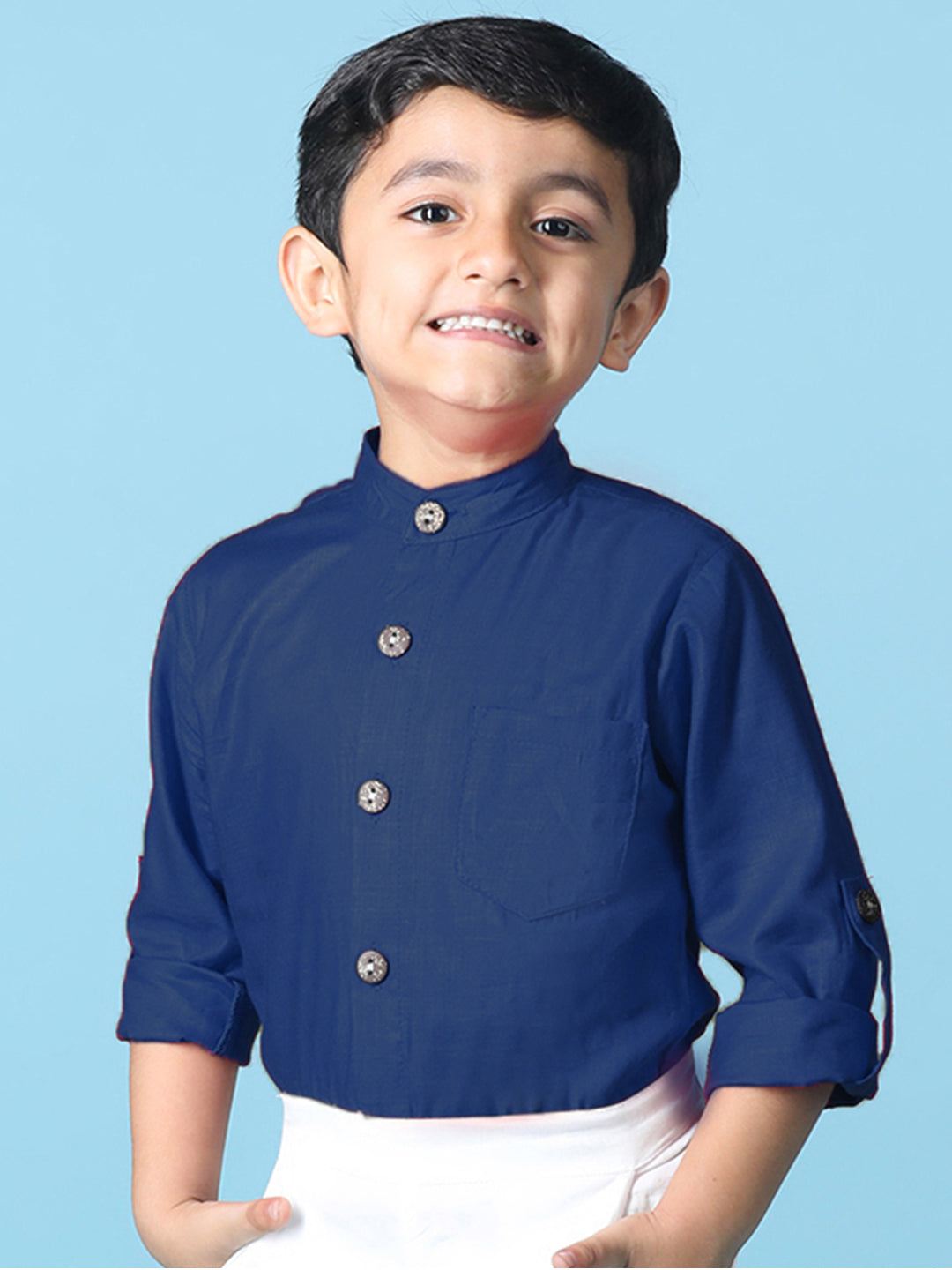 Cutiekins Boys Solid Rayon Shirt -Teal Blue