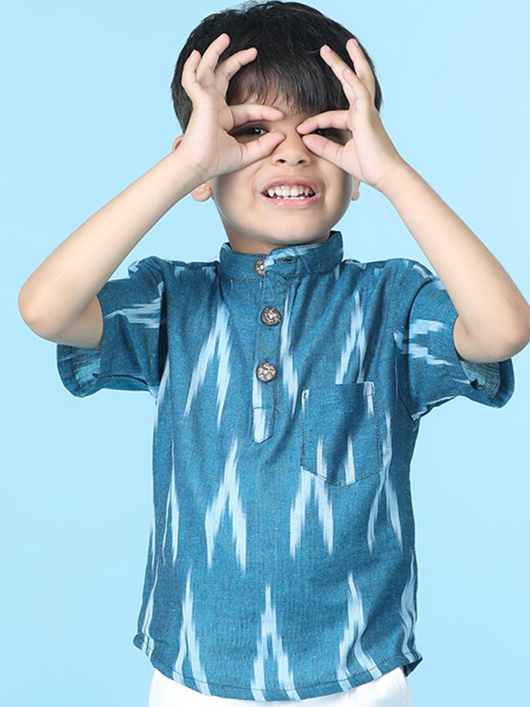 Cutiekins Boys Abstract Print T-Shirt -Ocean Blue & Off White