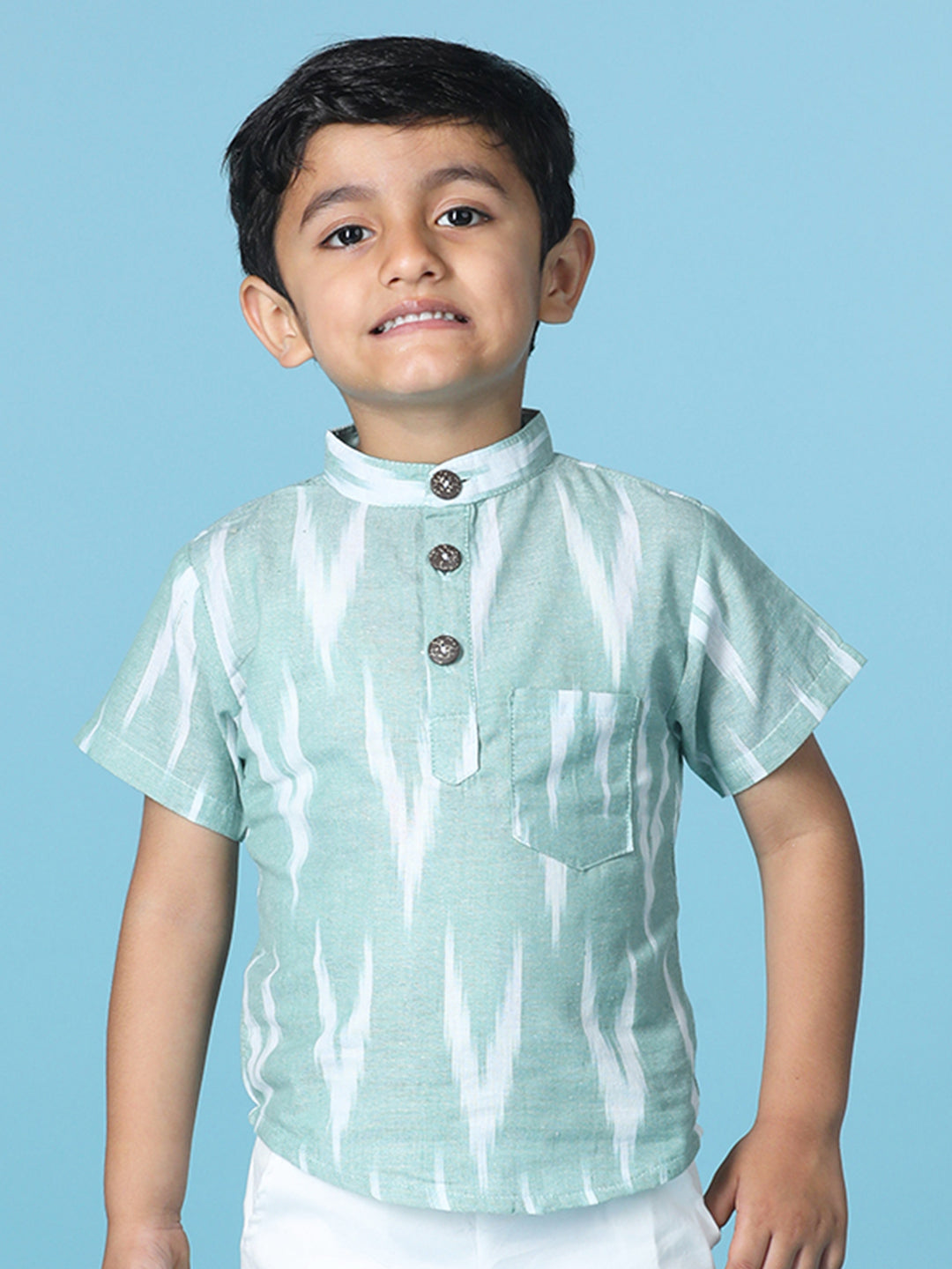 Cutiekins Boys Abstract Print T-Shirt -Mint Green & Off White