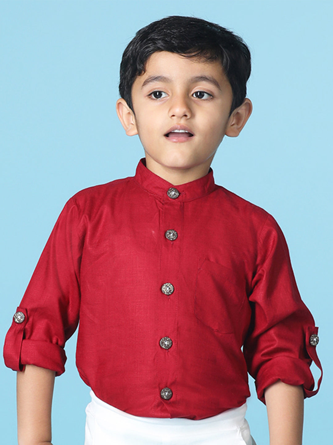 Cutiekins Boys Solid Rayon Shirt -Maroon