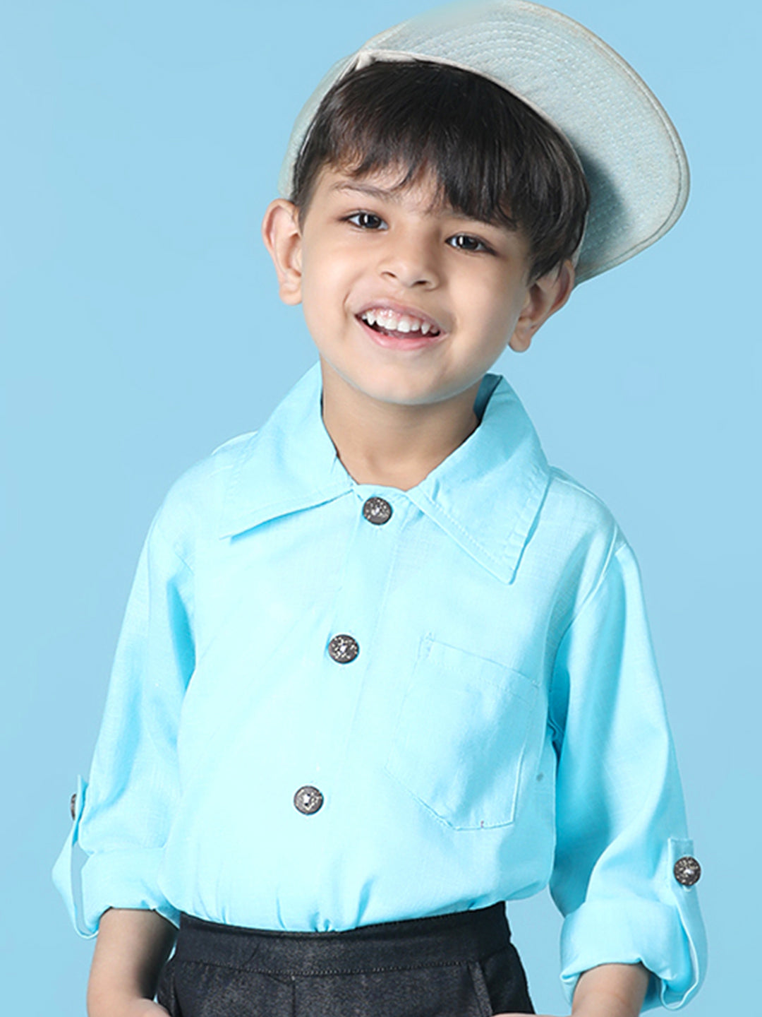 Cutiekins Boys Solid Rayon Shirt -Sky Blue