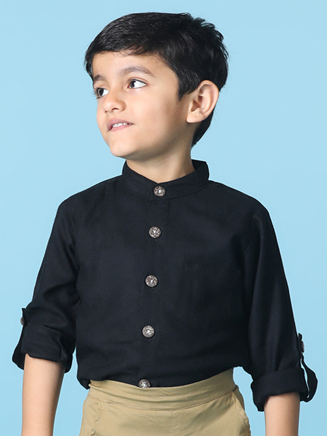 Cutiekins Boys Solid Rayon Shirt -Black