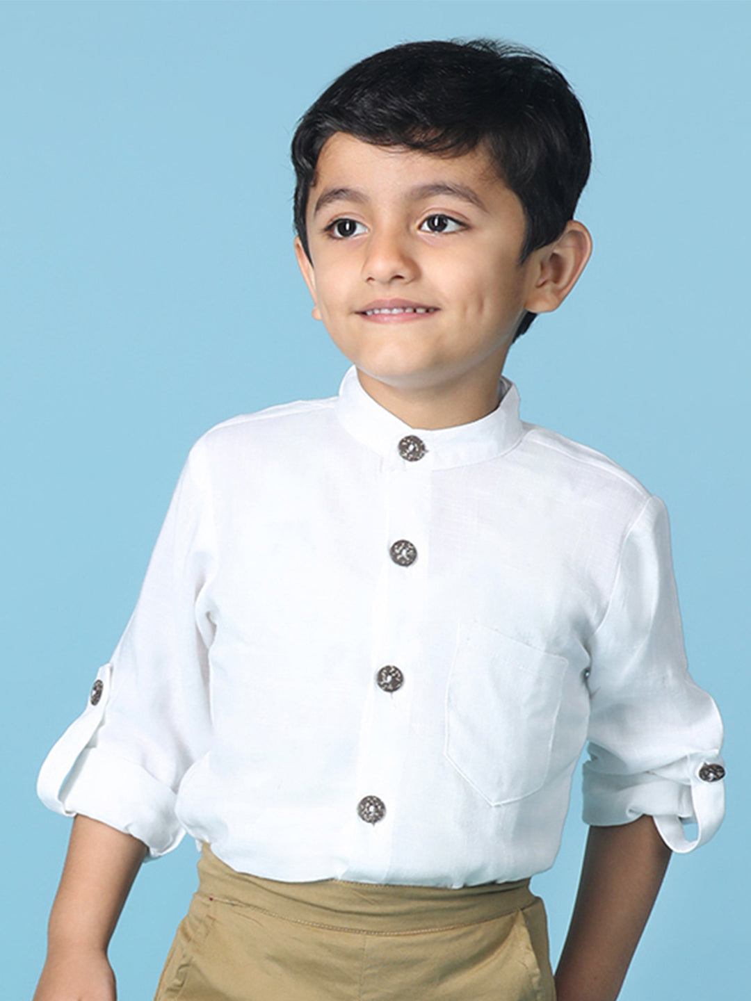 Cutiekins Boys Solid Rayon Shirt -Off White